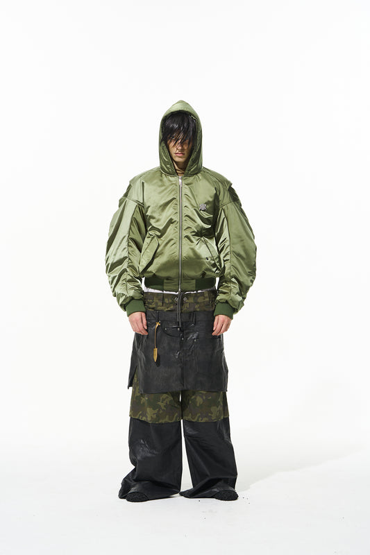 Blindnoplan BLINDNOPLAN 24AW High-end collection of upside-down sleeved hooded bomber jackets