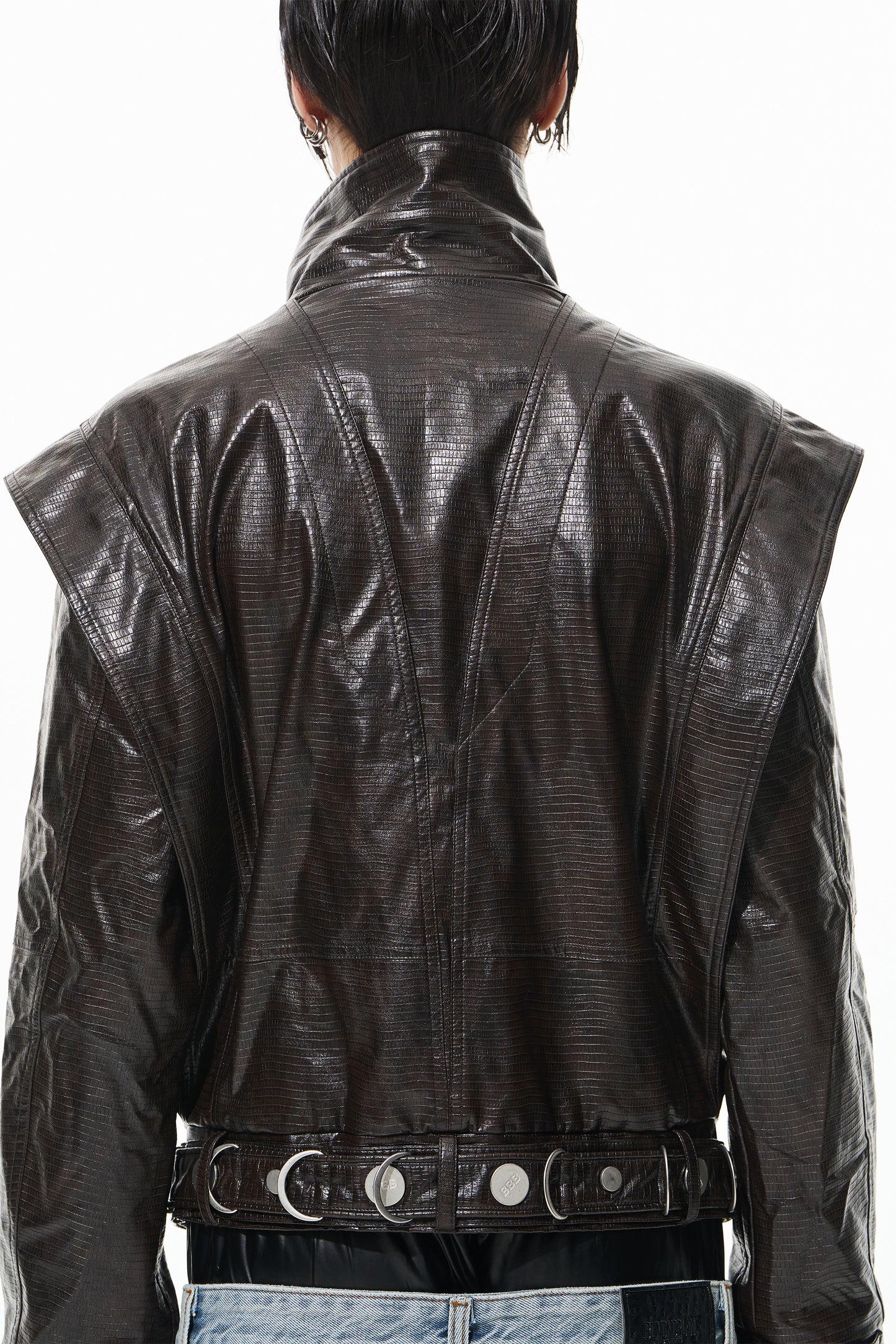 BLINDNOPLAN 24AW high-end series crocodile print heavy metal belt jacket jacket