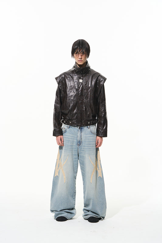 Blindnoplan BLINDNOPLAN 24AW high-end series crocodile print heavy metal belt jacket jacket