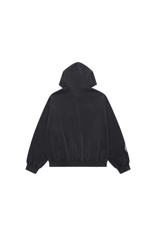 EXITMODE EXITMODE Vintage Faded Distressed Embroidered Hoodie