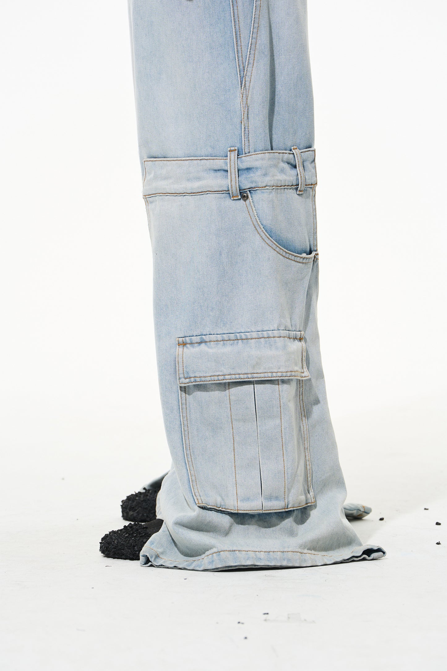 BLINDNOPLAN 24AW High-end series jeans with double muzzle light coloured cargo pocket