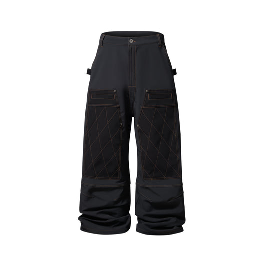 BLIND NO PLAN EXITMODE 26SS Color-Block Quilted Lumber Pants Dark Gray