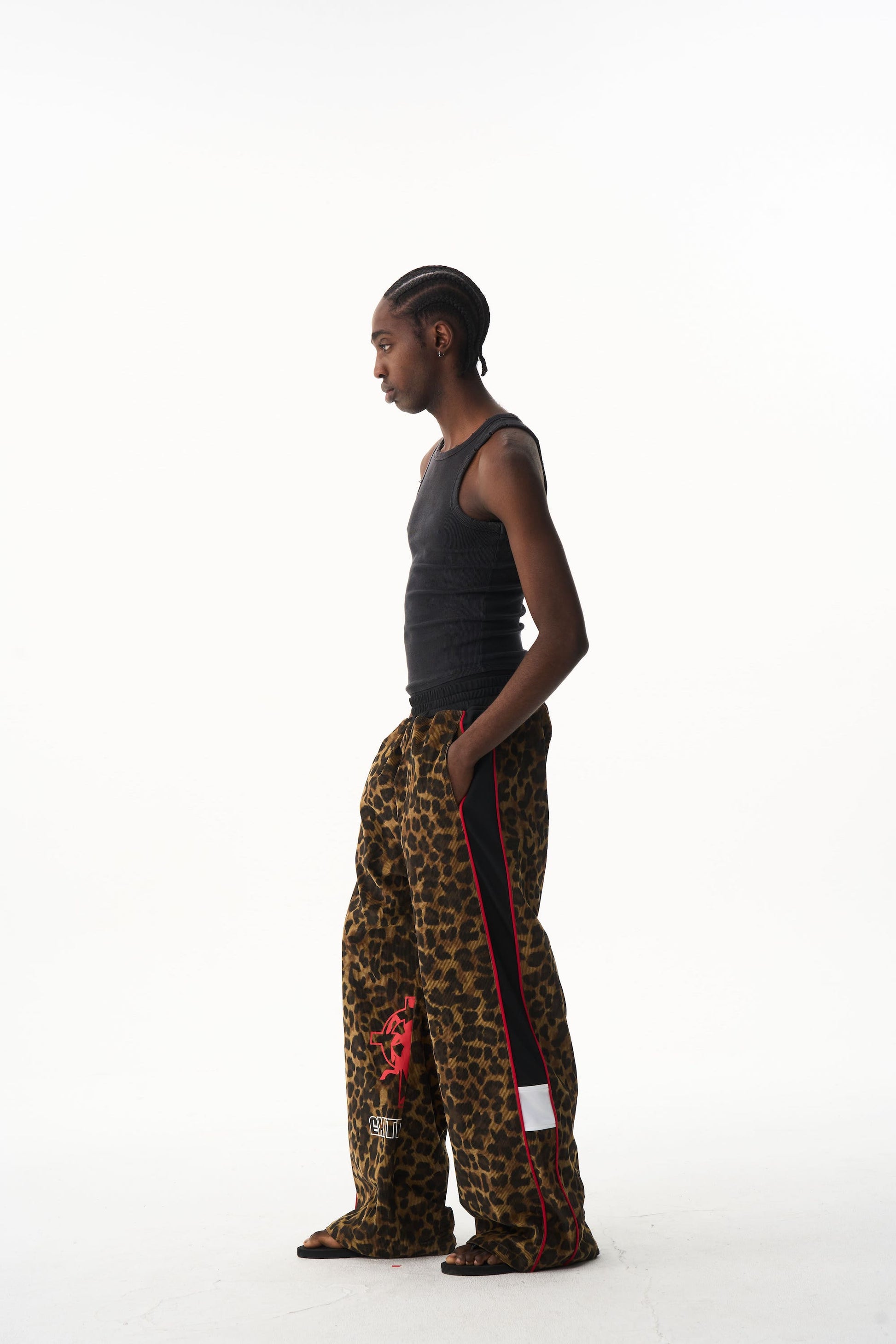BLIND NO PLAN EXITMODE 26SS Retro Leopard Print Casual Straight Baggy Pants