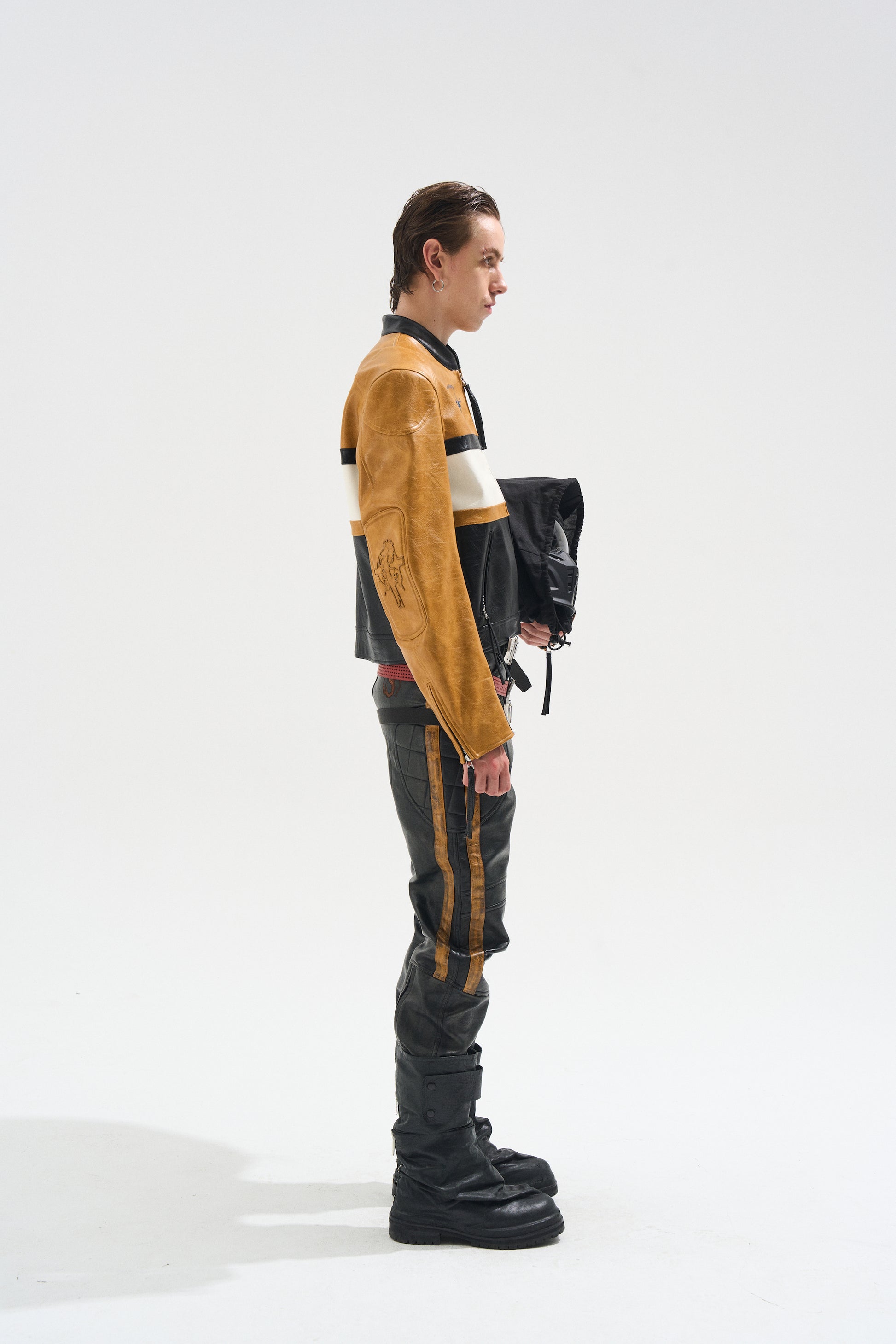 BLIND NO PLAN EXITMODE BY BLINDNOPLAN 25AW Colorblock Short Leather Sports Jacket