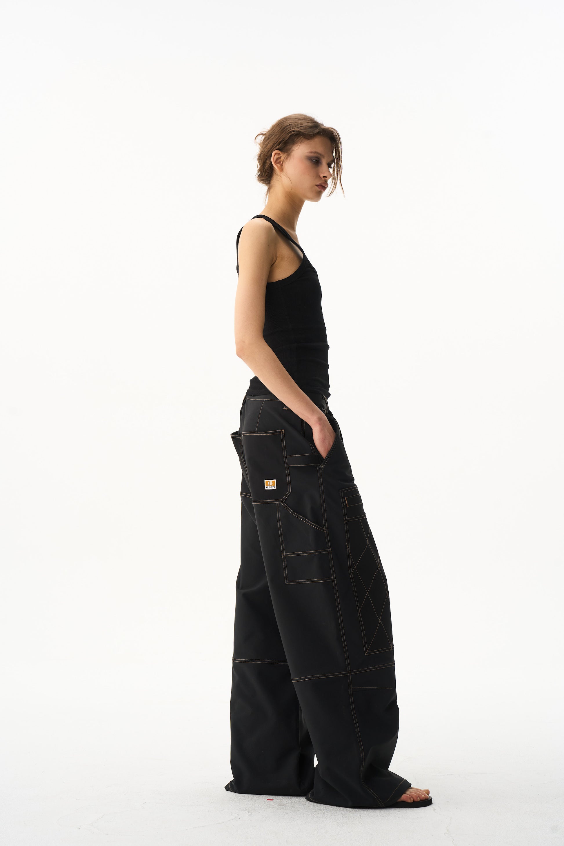 BLIND NO PLAN EXITMODE 26SS Color-Block Quilted Lumber Pants