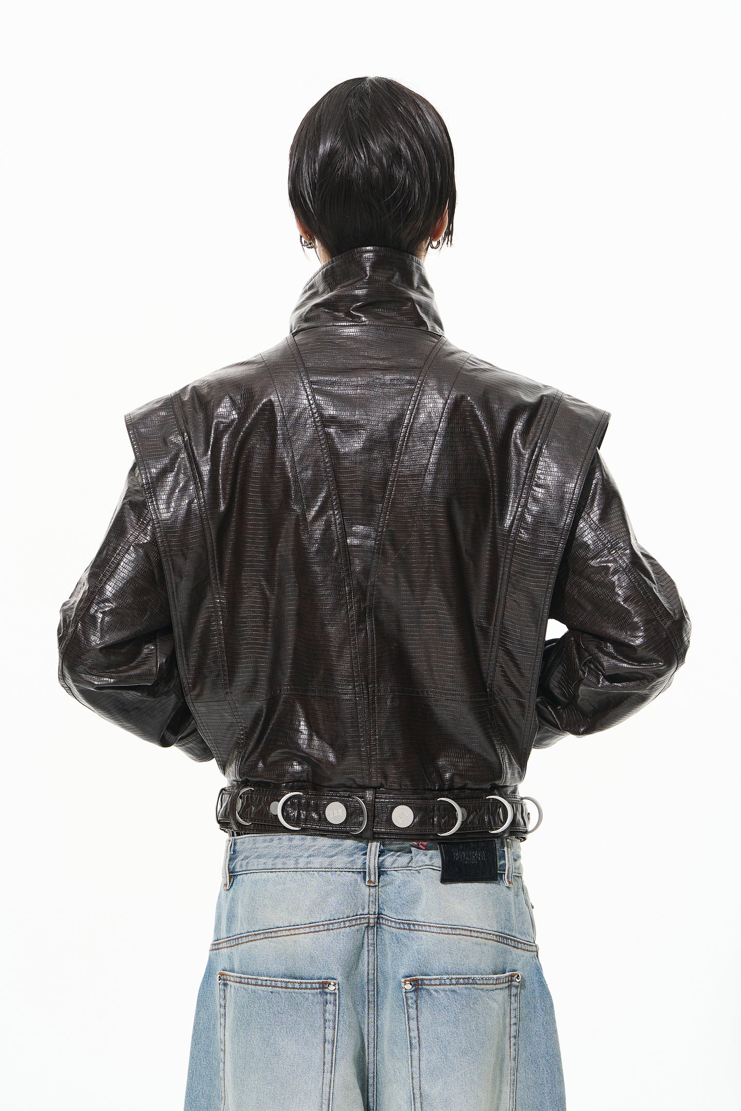 BLINDNOPLAN 24AW high-end series crocodile print heavy metal belt jacket jacket