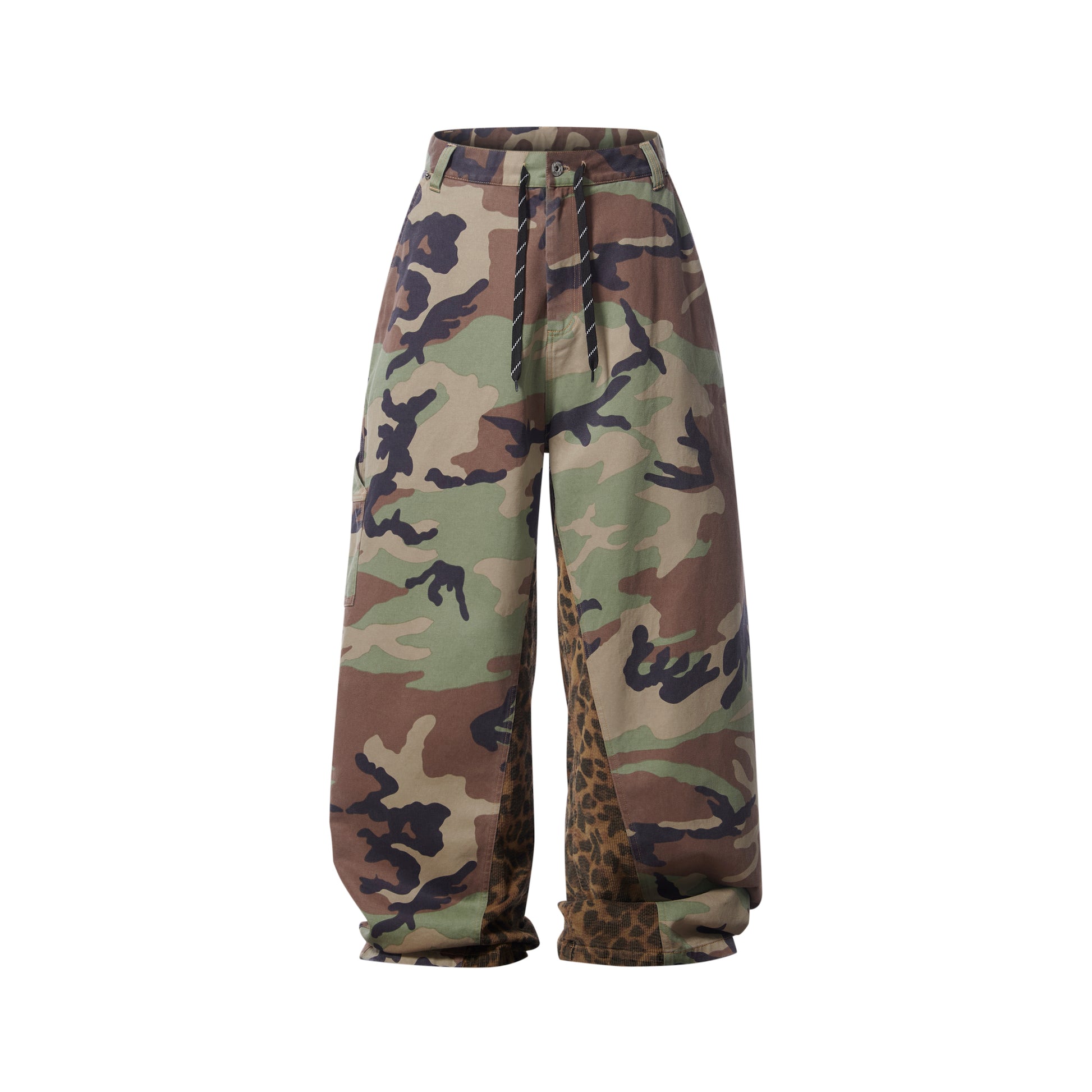 BLIND NO PLAN EXITMODE 26SS Baggy Patchwork Camouflage & Leopard Lumberjack Pants