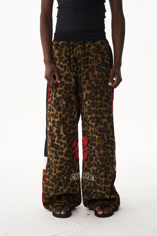 BLIND NO PLAN EXITMODE 26SS Retro Leopard Print Casual Straight Baggy Pants