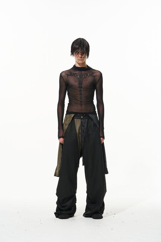 BLINDNOPLAN 24AW high-end collection with color contrast stitching fake two loose casual pants