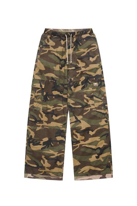 EXITMODE EXITMODE Vintage Washed Reversible Camouflage Distressed Loose-Fit Utility Pants – Unisex