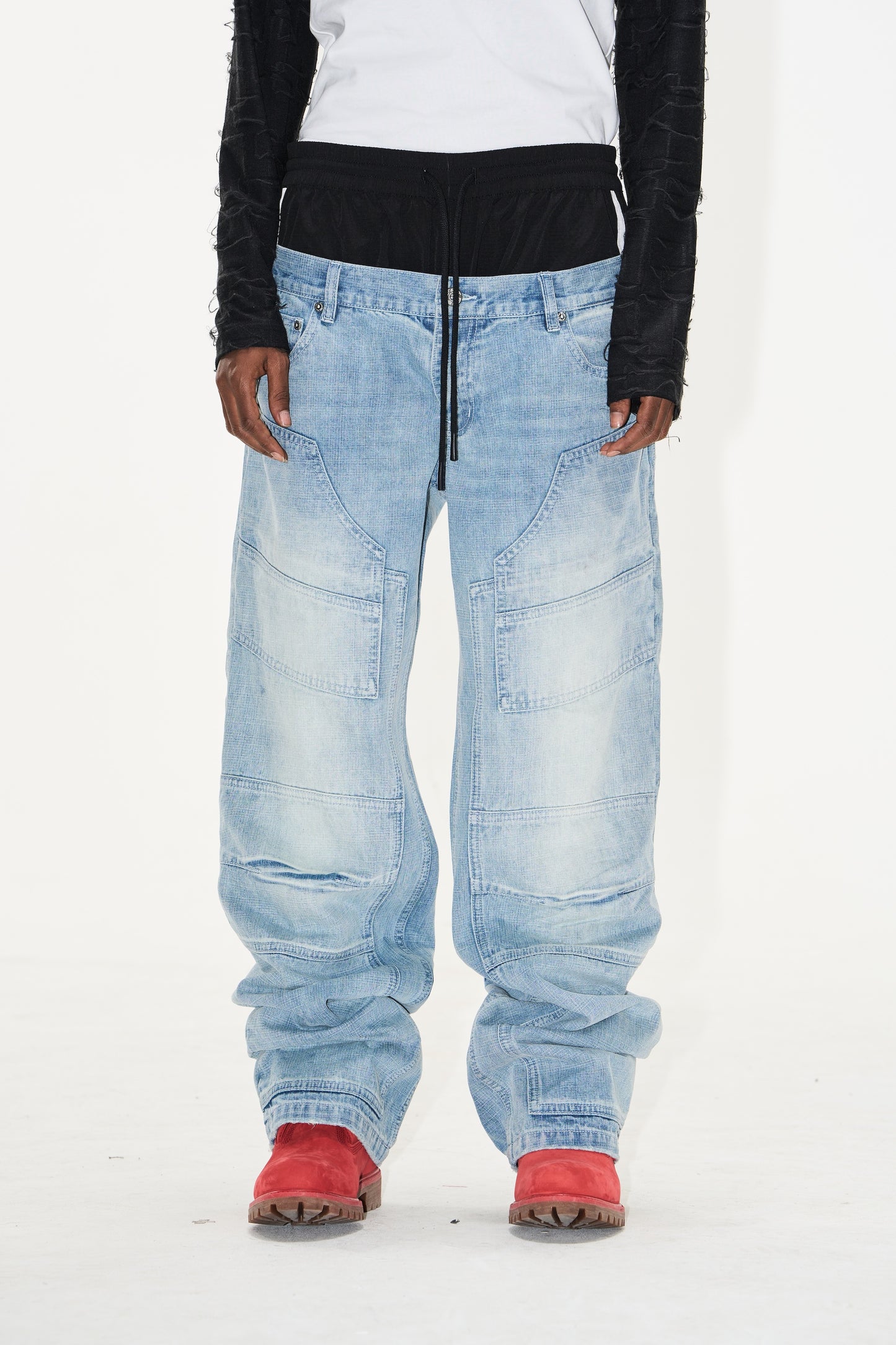EXTMODE BY BLINDNOPLAN 25SS TWO-waisted sports lumber jeans