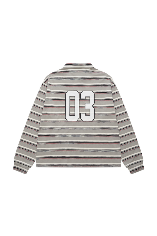 EXITMODE EXITMODE Retro American Sport-Inspired Embroidered Polo Long Sleeve Shirt