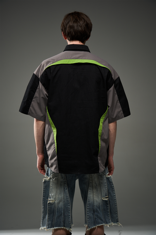 Blindnoplan BLINDNOPLAN 24SS Spliced fly sauteed motorcycle short sleeve