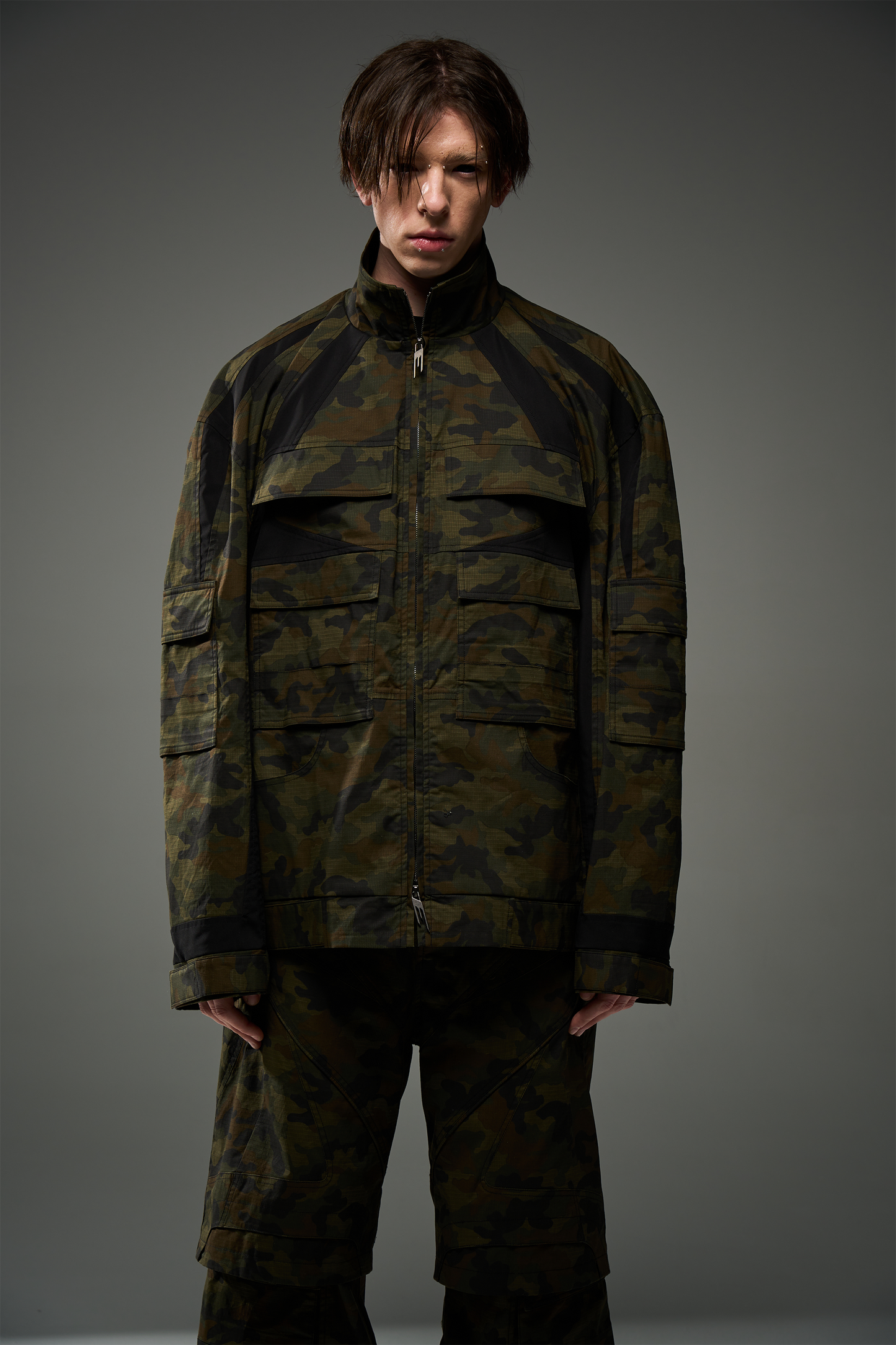 BLINDNOPLAN 24SS Color contrast camouflage overalls