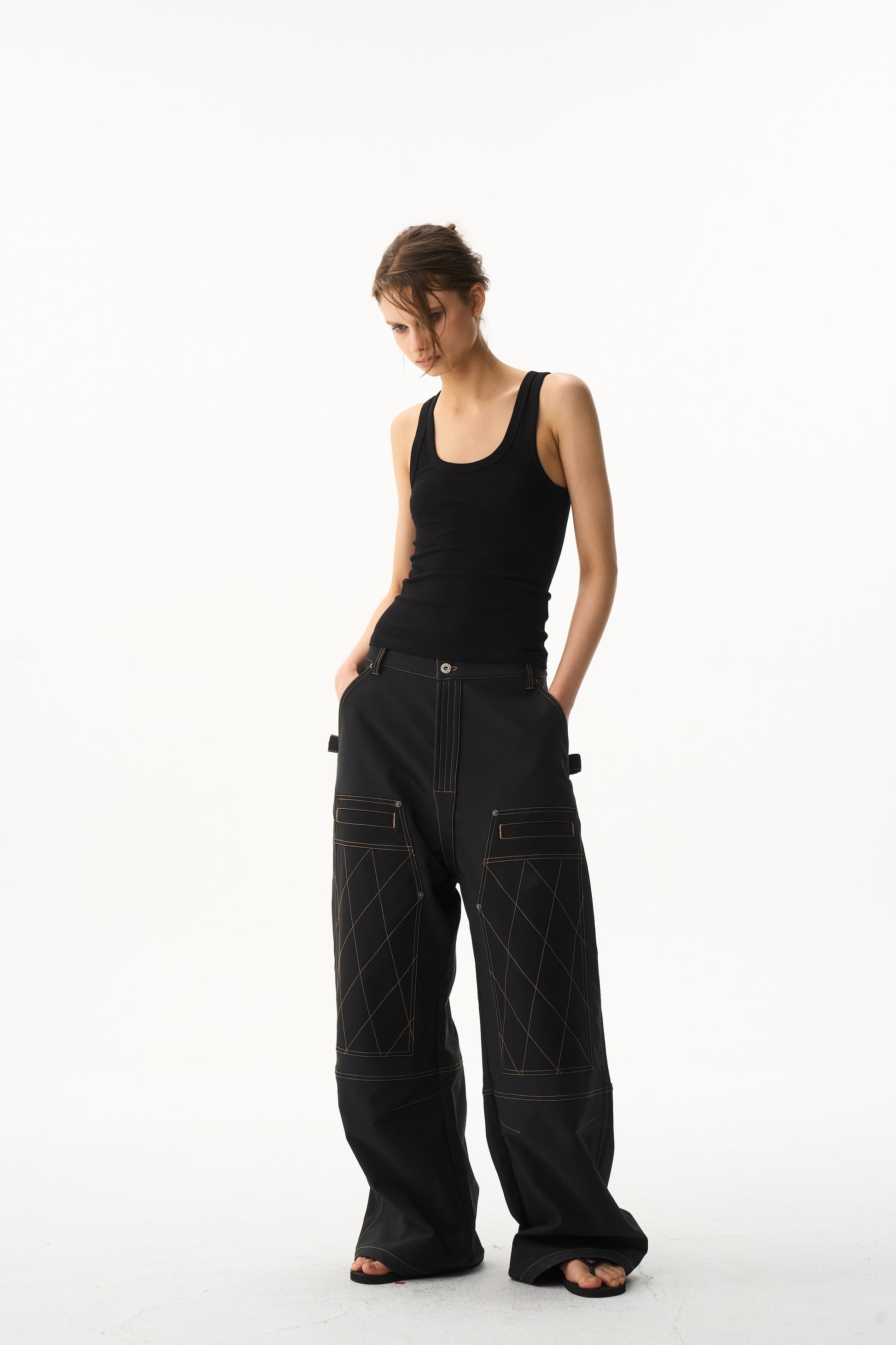 BLIND NO PLAN EXITMODE 26SS Color-Block Quilted Lumber Pants