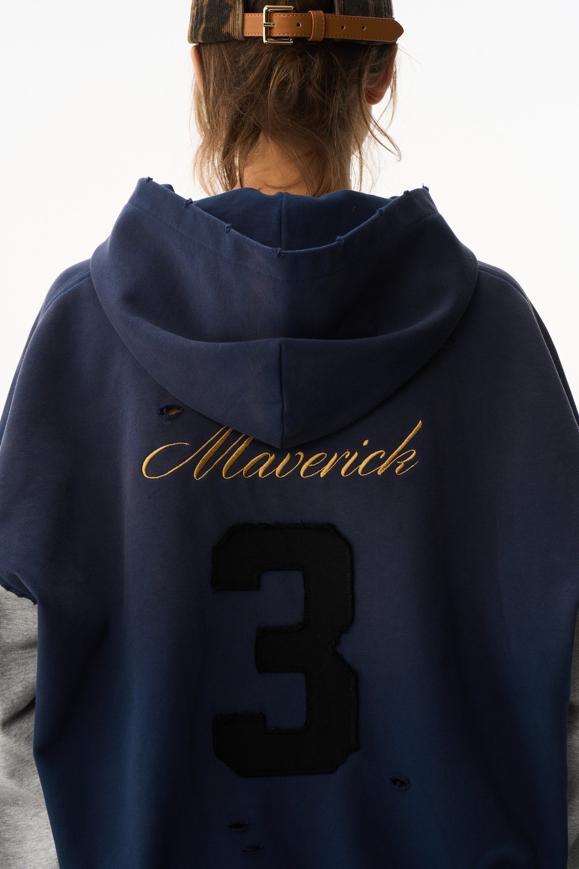 BLIND NO PLAN EXITMODE 26SS Color-Block Washed Cross Horse Hoodie