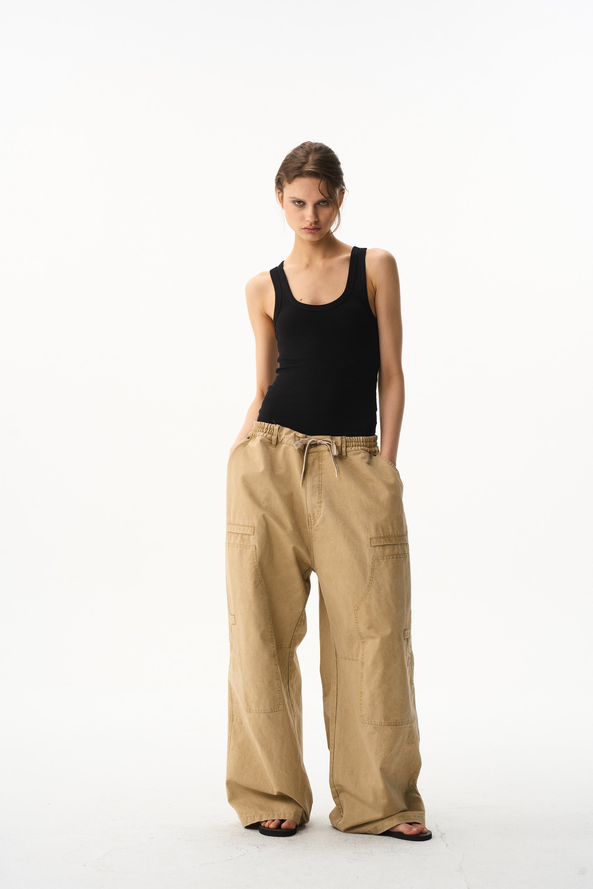 BLIND NO PLAN EXITMODE Battle Horse Embroidered Washed Lumberjack Baggy Pants
