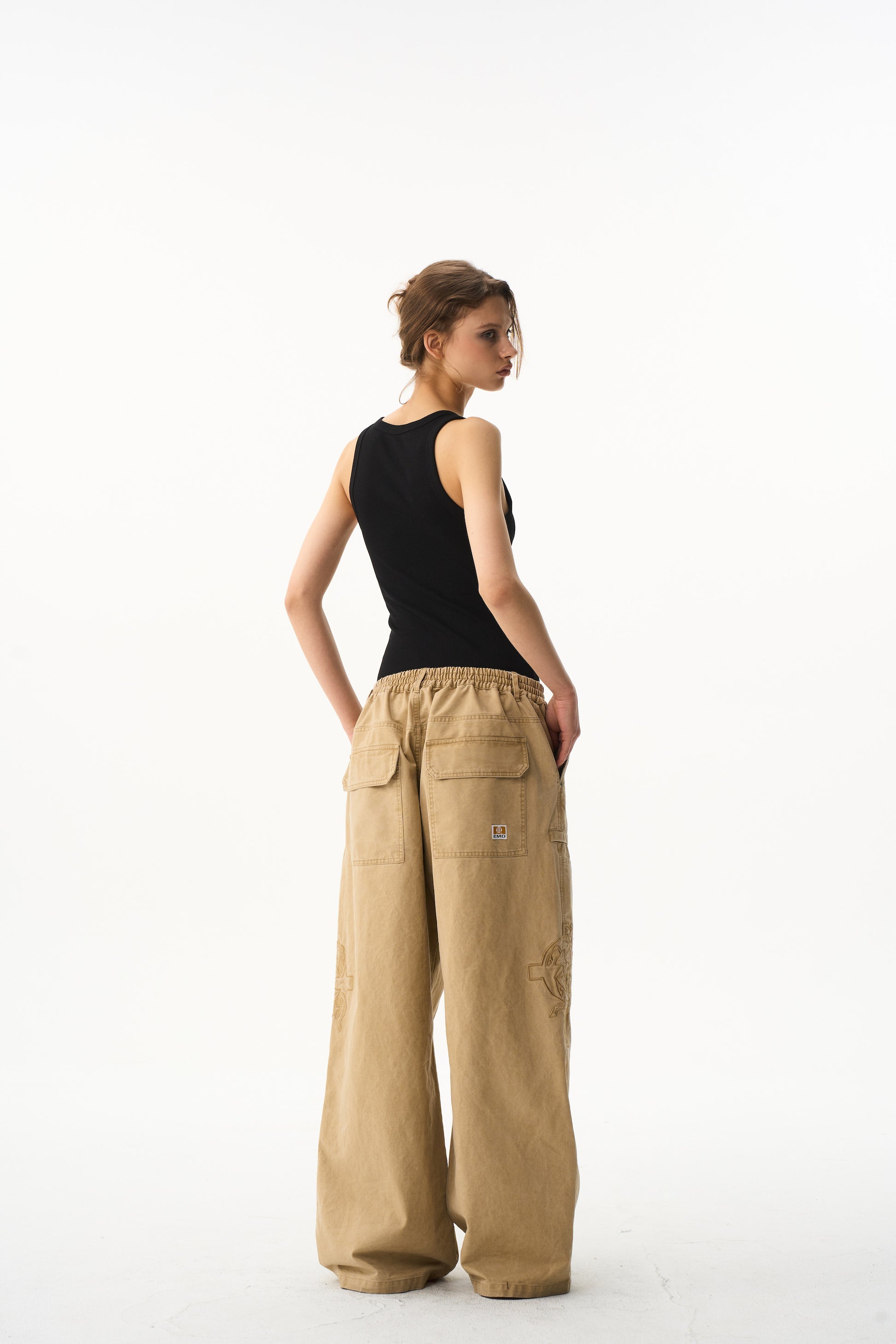 BLIND NO PLAN EXITMODE Battle Horse Embroidered Washed Lumberjack Baggy Pants