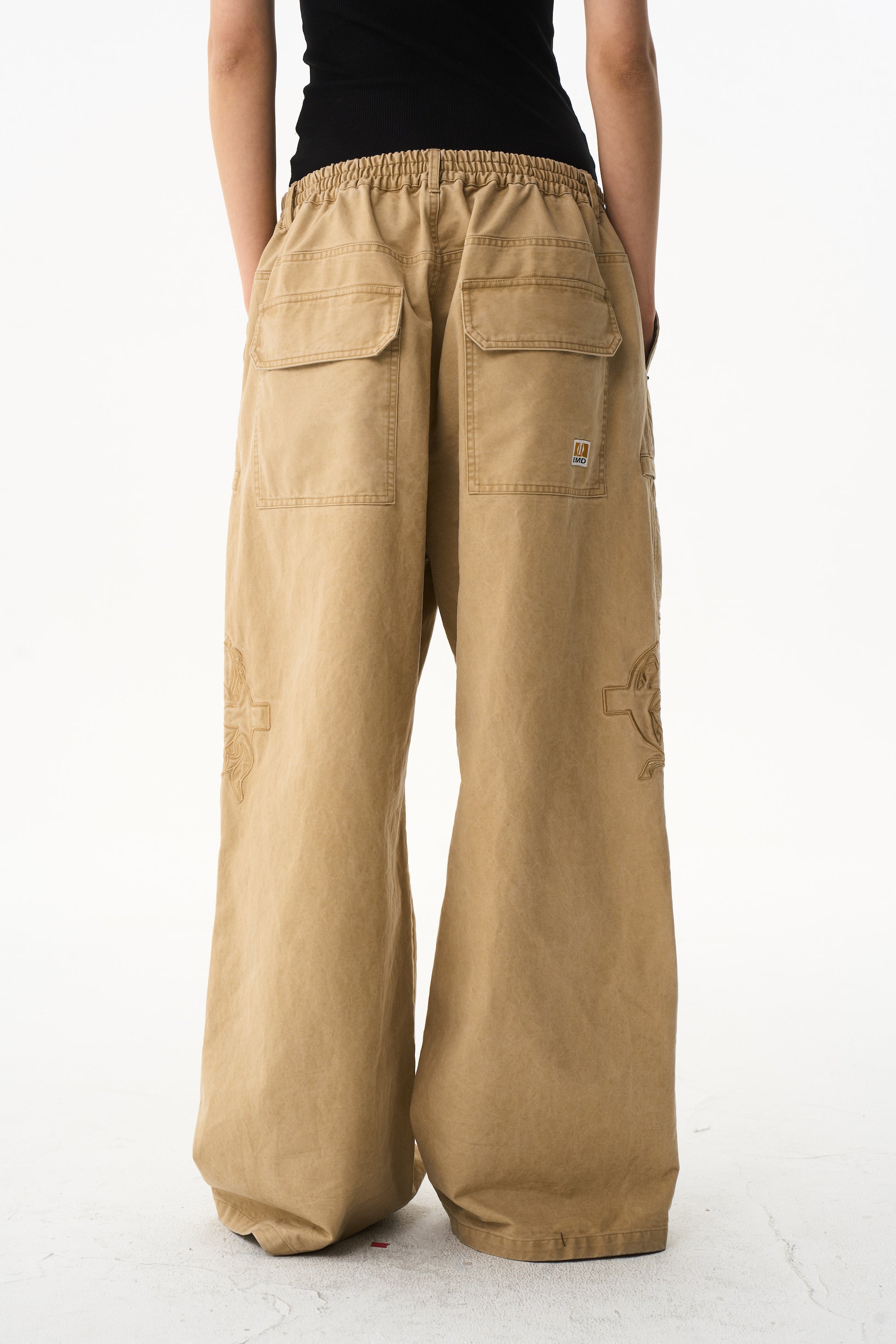 BLIND NO PLAN EXITMODE Battle Horse Embroidered Washed Lumberjack Baggy Pants