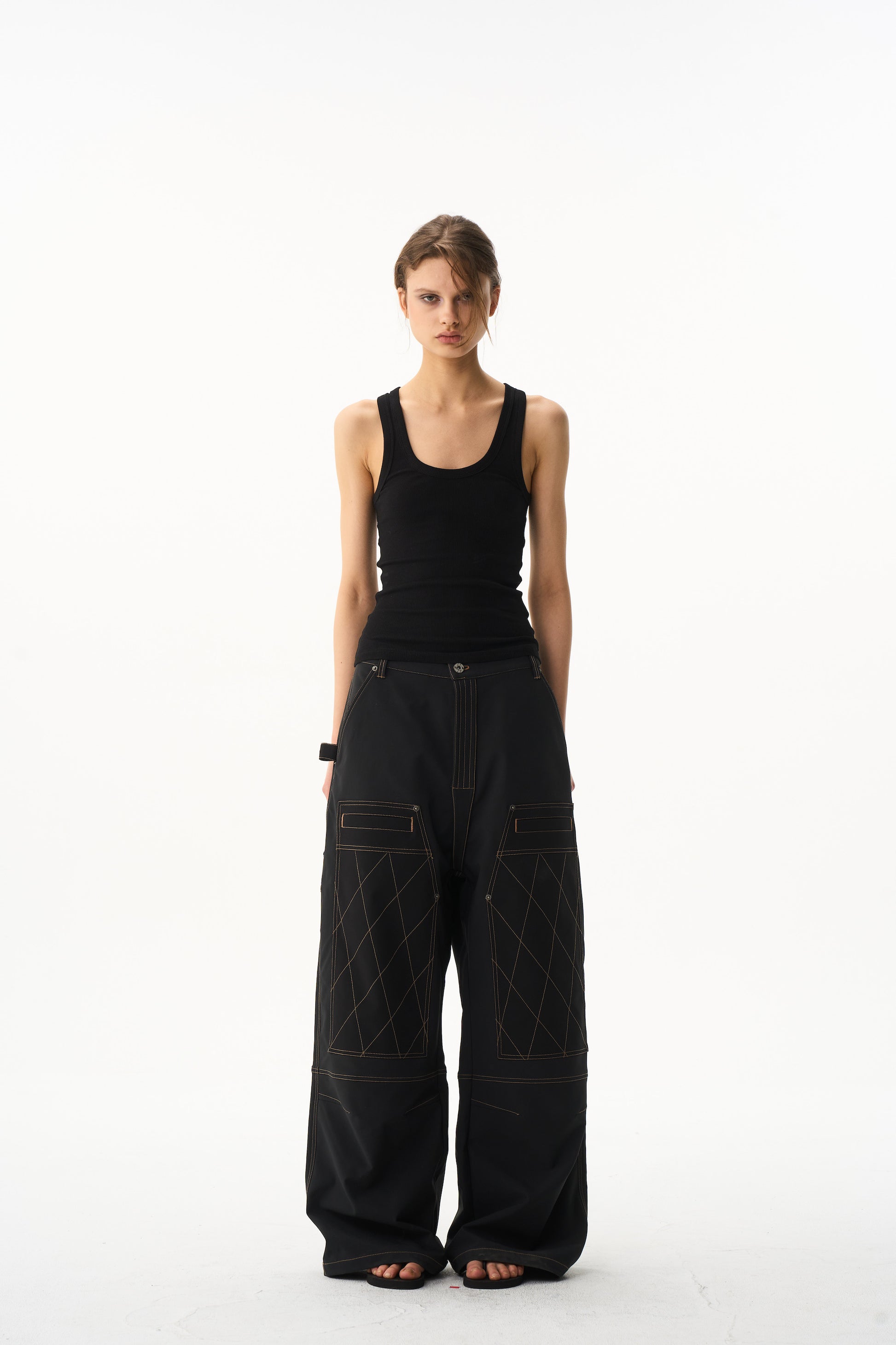 BLIND NO PLAN EXITMODE 26SS Color-Block Quilted Lumber Pants