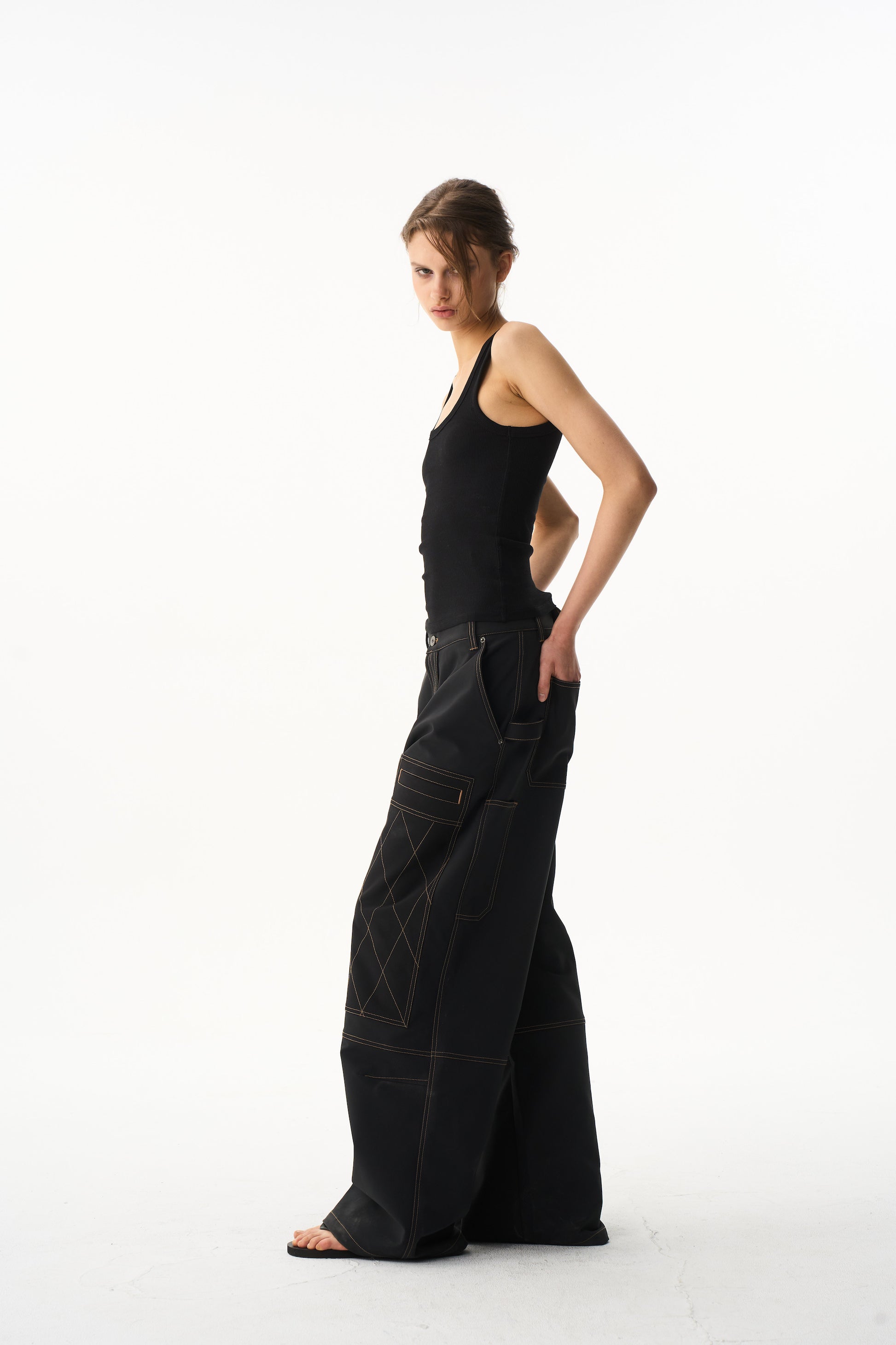 BLIND NO PLAN EXITMODE 26SS Color-Block Quilted Lumber Pants