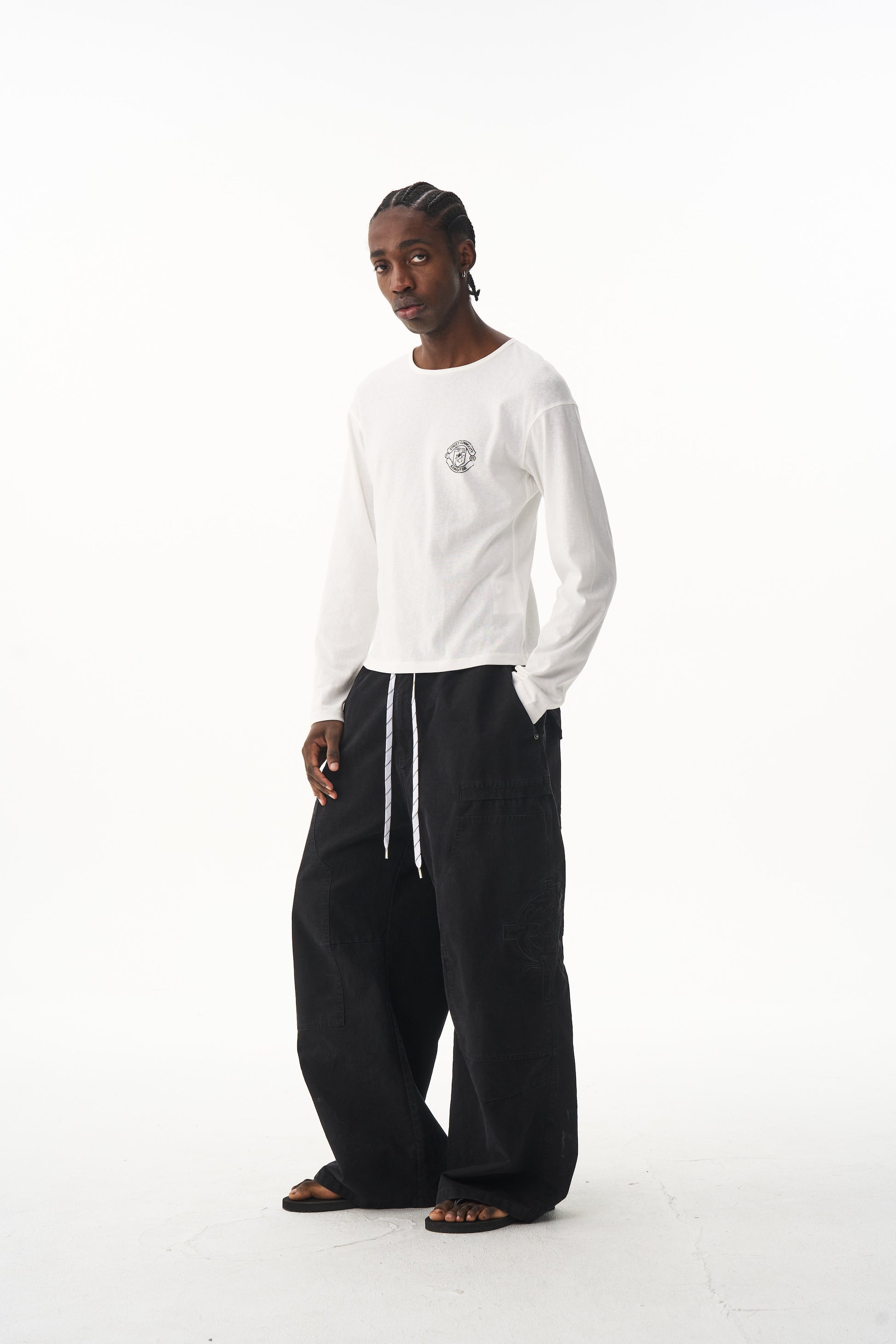 BLIND NO PLAN EXITMODE Battle Horse Embroidered Washed Lumberjack Baggy Pants