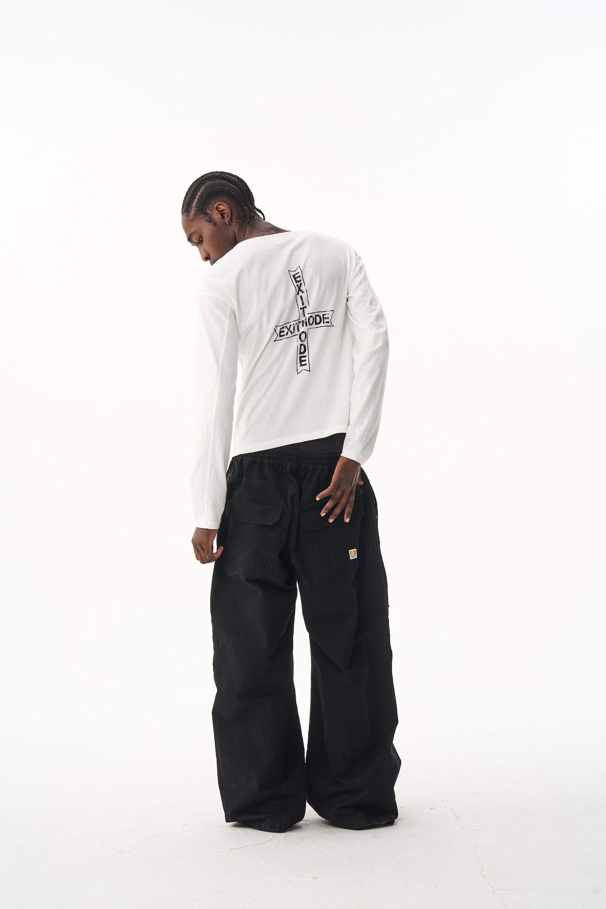 BLIND NO PLAN EXITMODE Battle Horse Embroidered Washed Lumberjack Baggy Pants