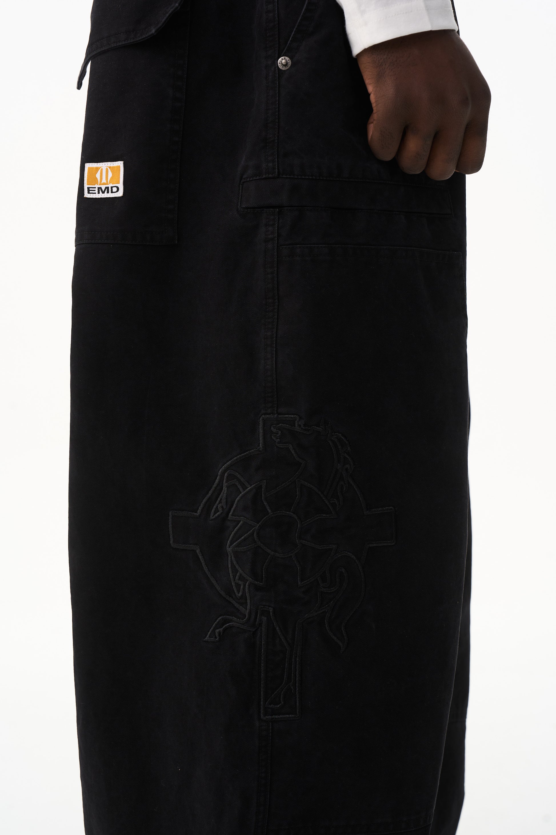 BLIND NO PLAN EXITMODE Battle Horse Embroidered Washed Lumberjack Baggy Pants