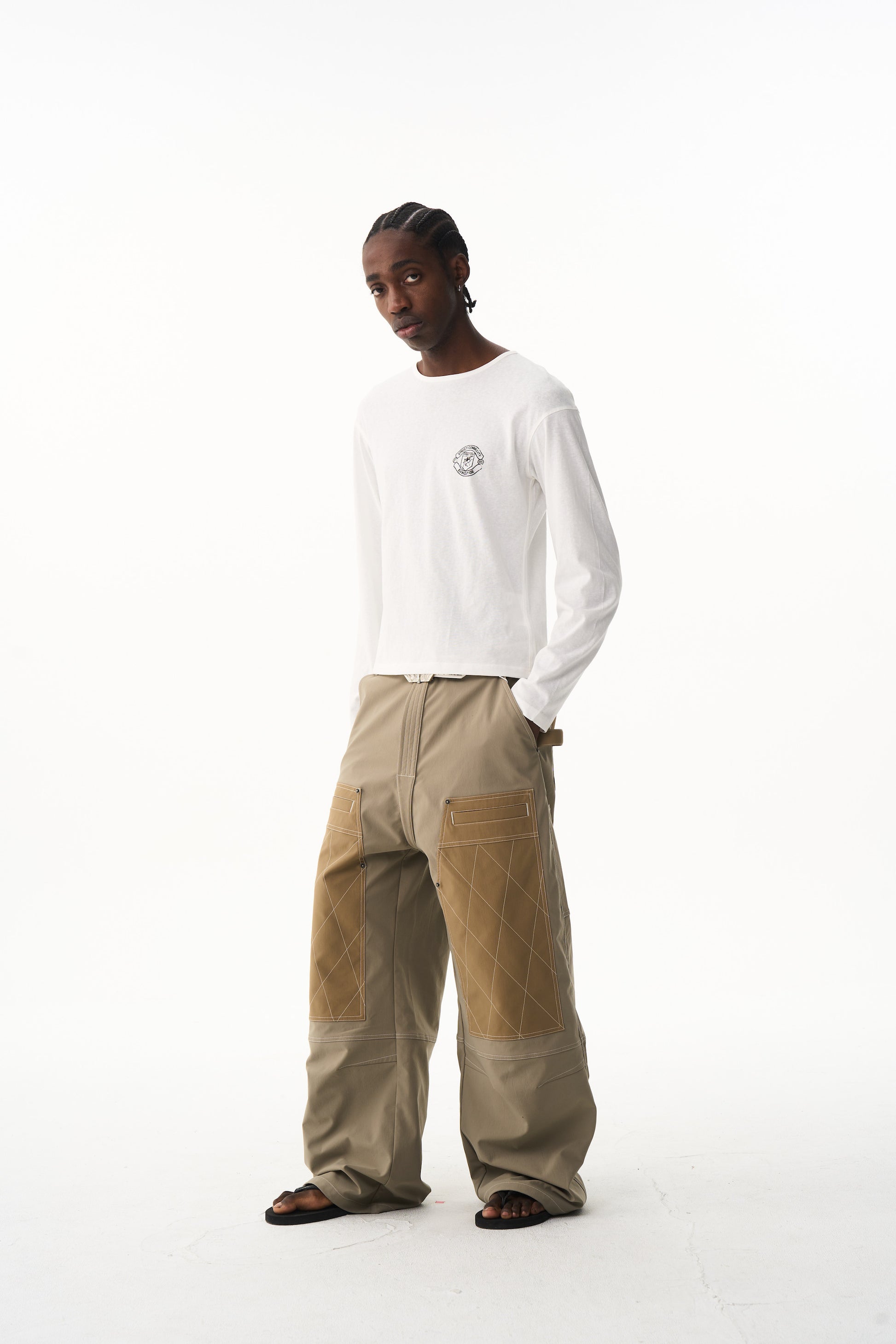BLIND NO PLAN EXITMODE 26SS Color-Block Quilted Lumber Pants