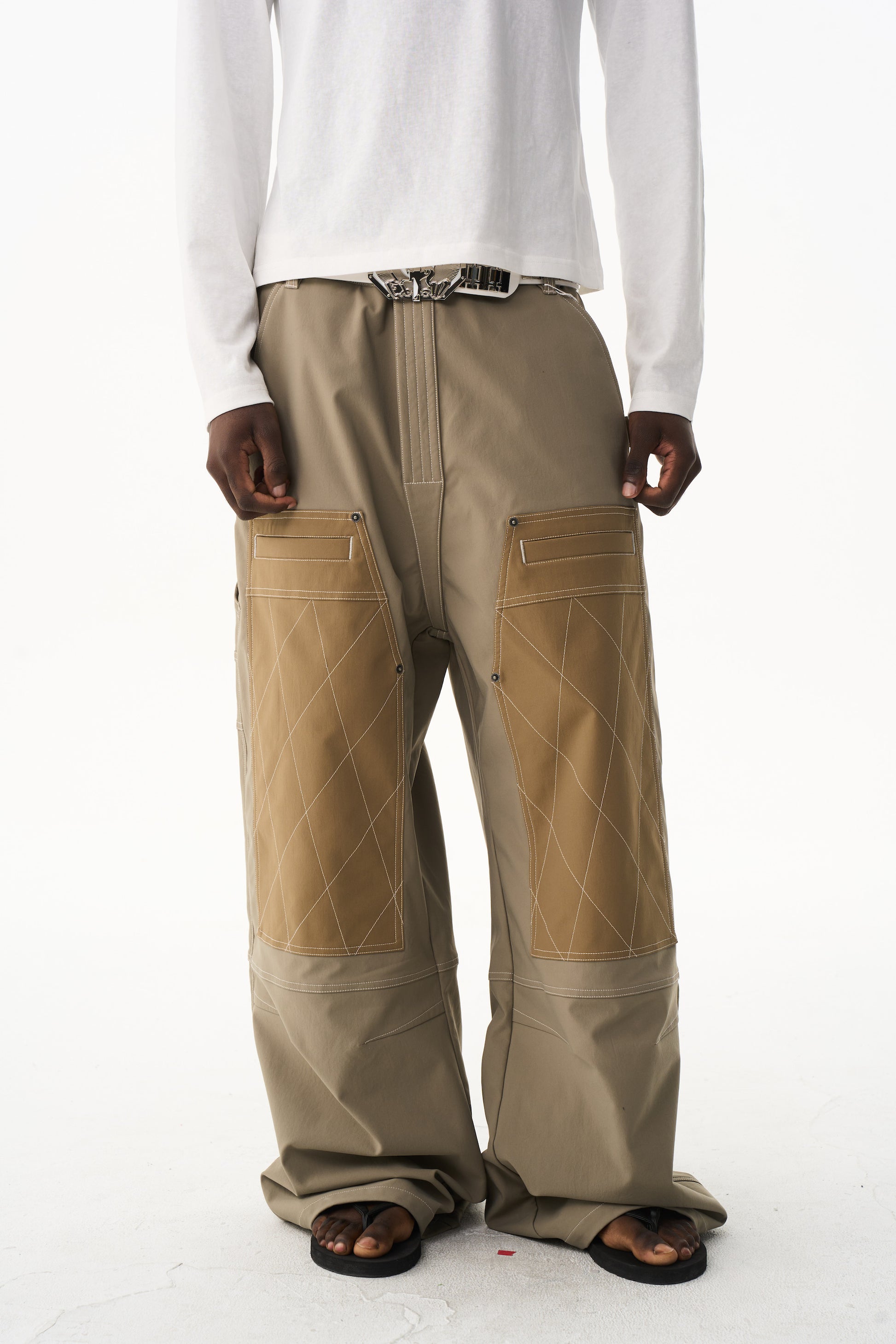 BLIND NO PLAN EXITMODE 26SS Color-Block Quilted Lumber Pants