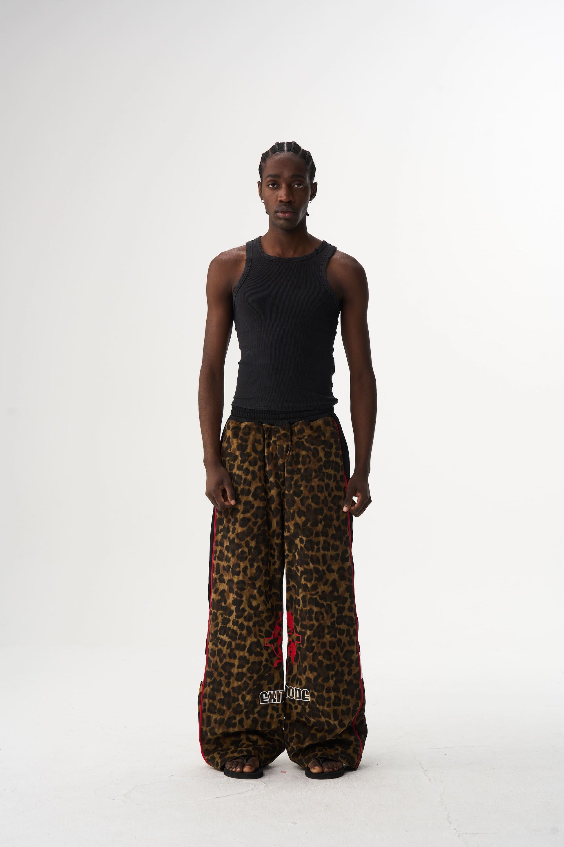 BLIND NO PLAN EXITMODE 26SS Retro Leopard Print Casual Straight Baggy Pants
