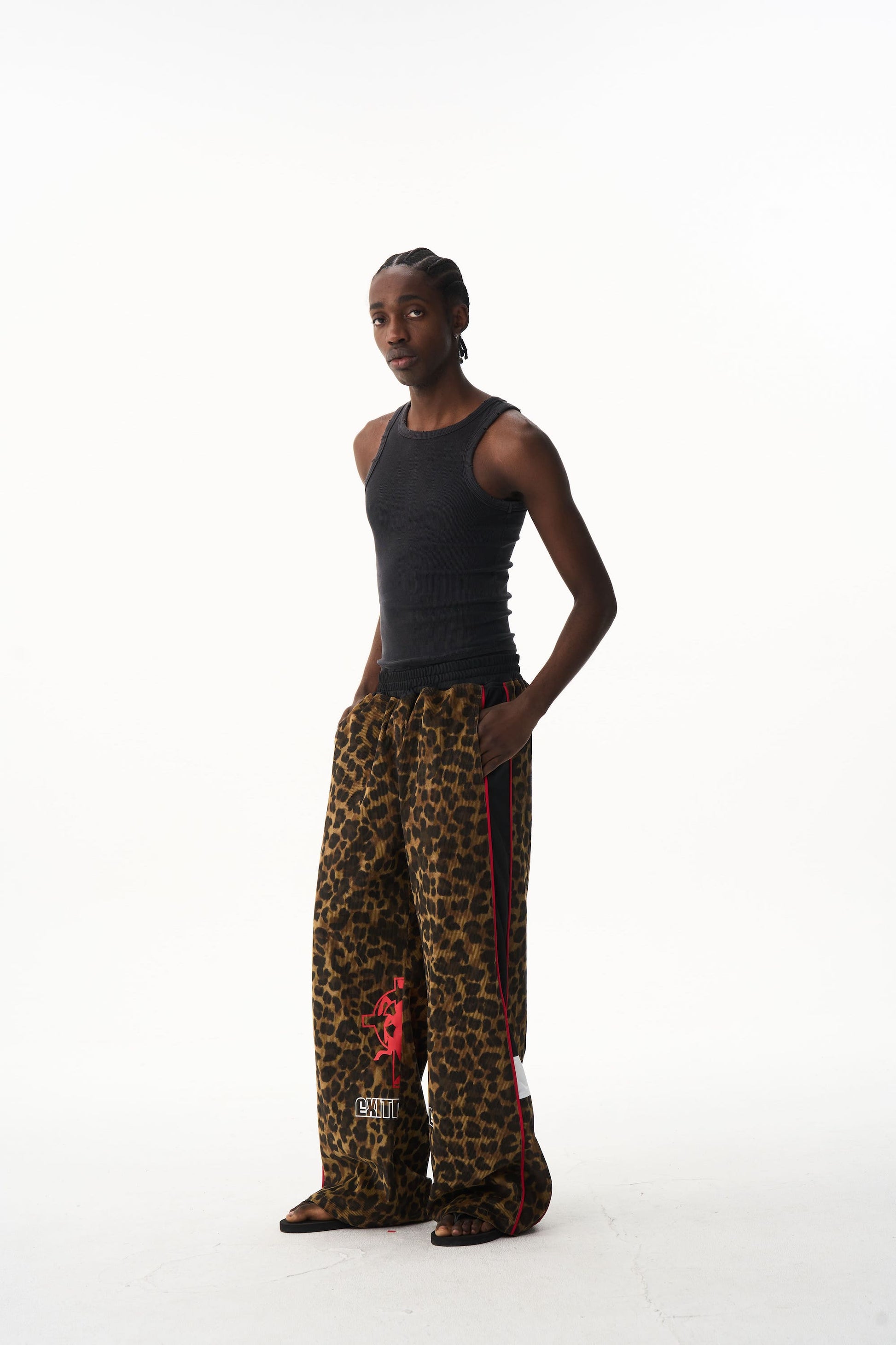 BLIND NO PLAN EXITMODE 26SS Retro Leopard Print Casual Straight Baggy Pants