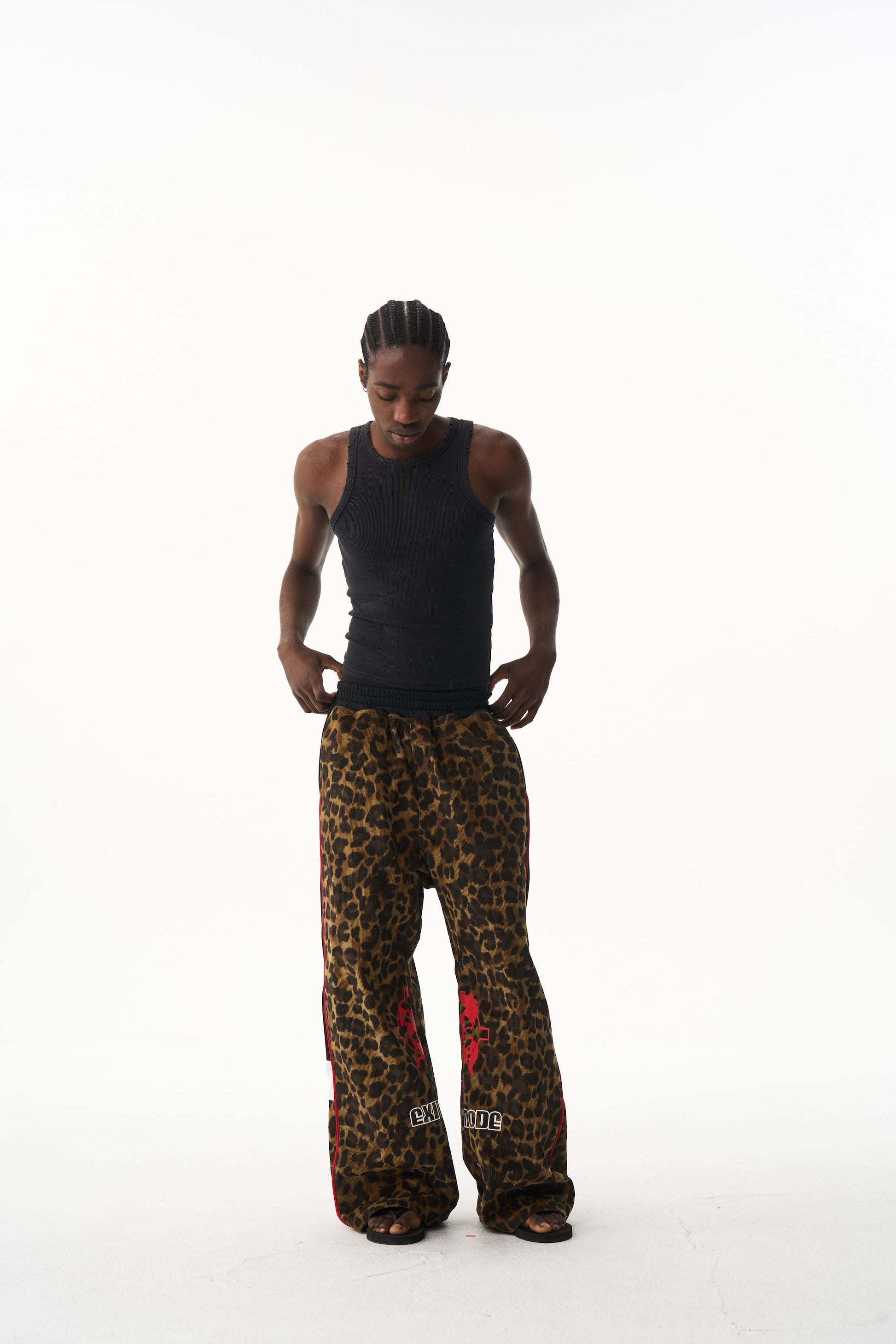 BLIND NO PLAN EXITMODE 26SS Retro Leopard Print Casual Straight Baggy Pants