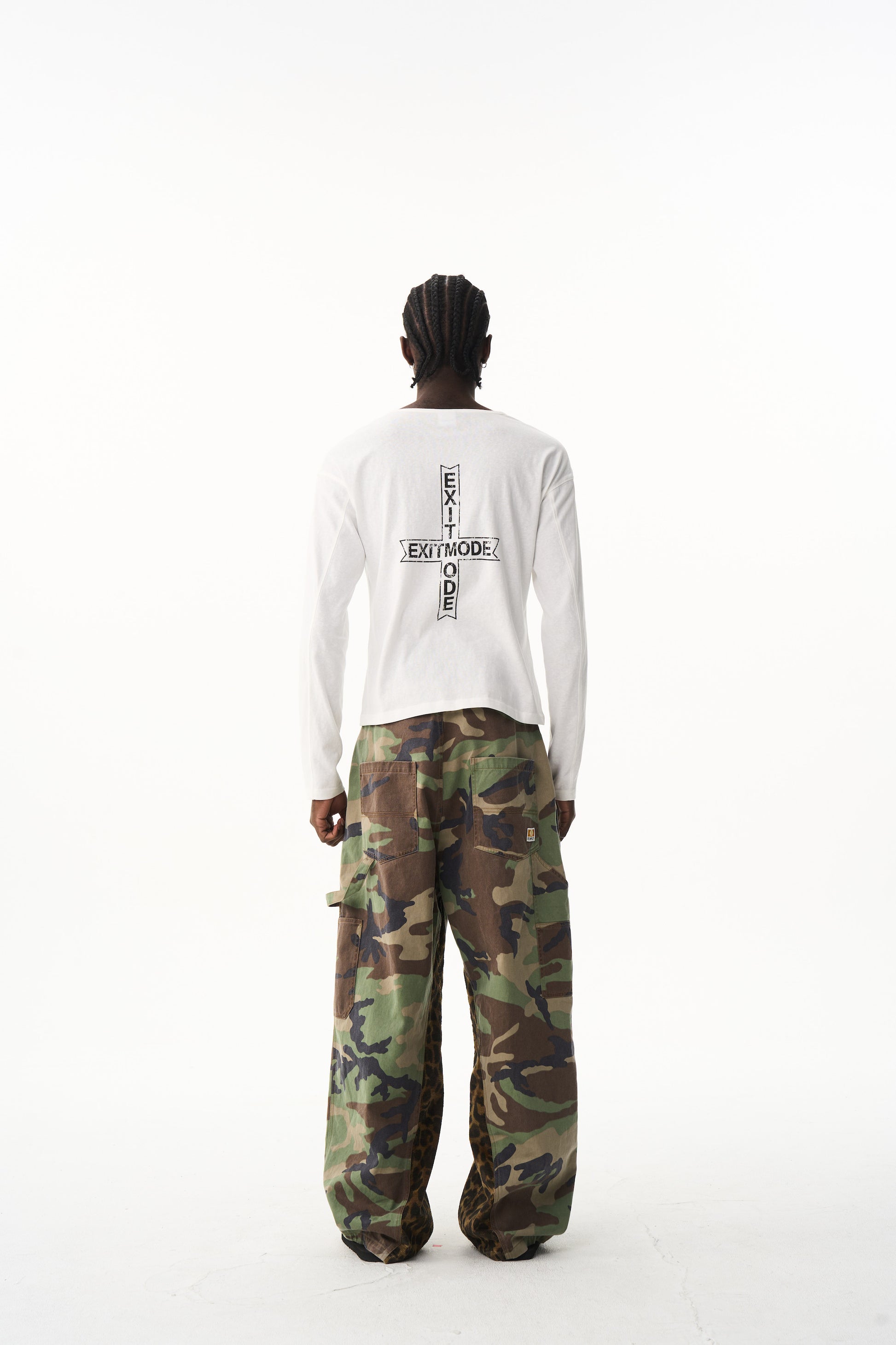 BLIND NO PLAN EXITMODE 26SS Baggy Patchwork Camouflage & Leopard Lumberjack Pants