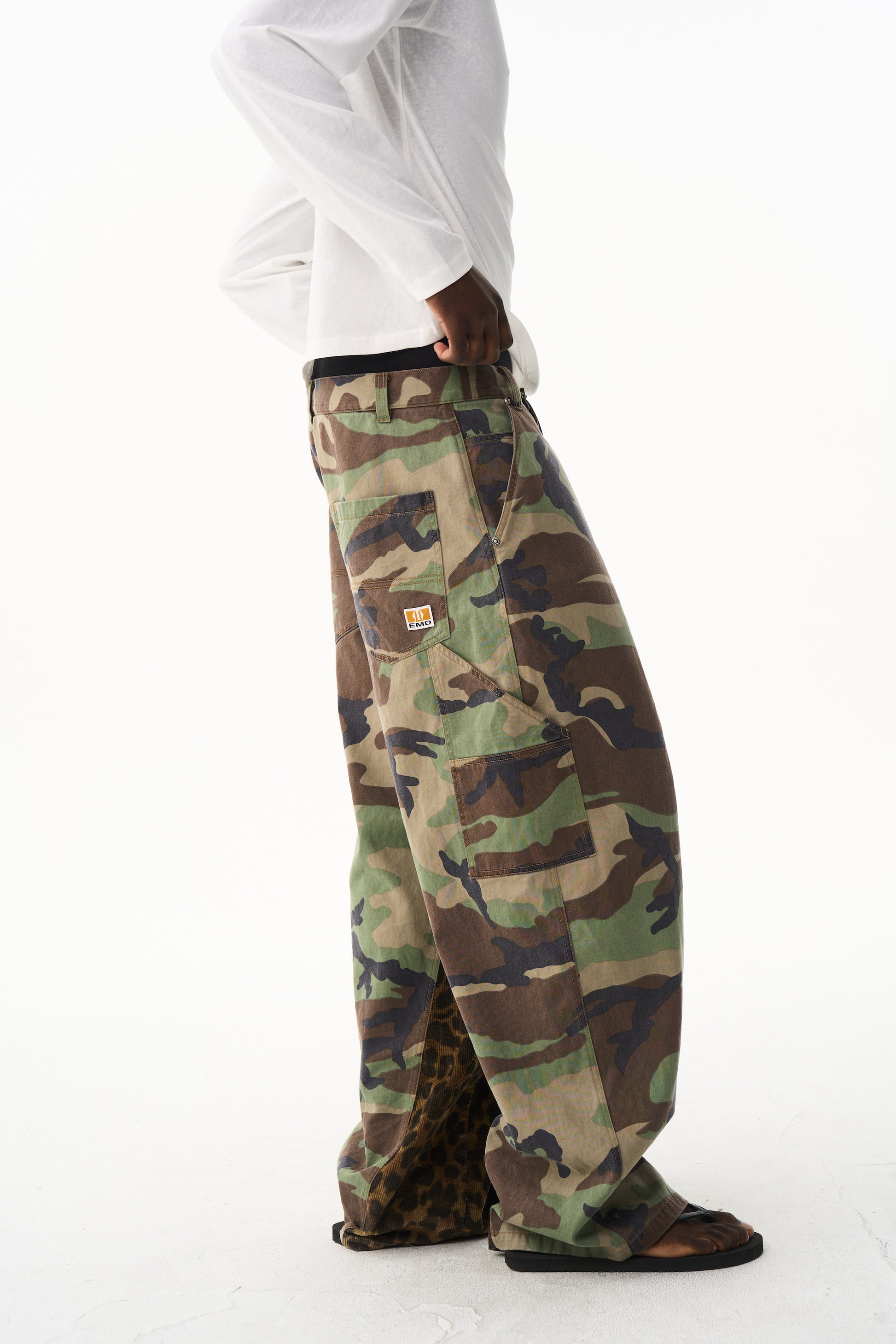 BLIND NO PLAN EXITMODE 26SS Baggy Patchwork Camouflage & Leopard Lumberjack Pants