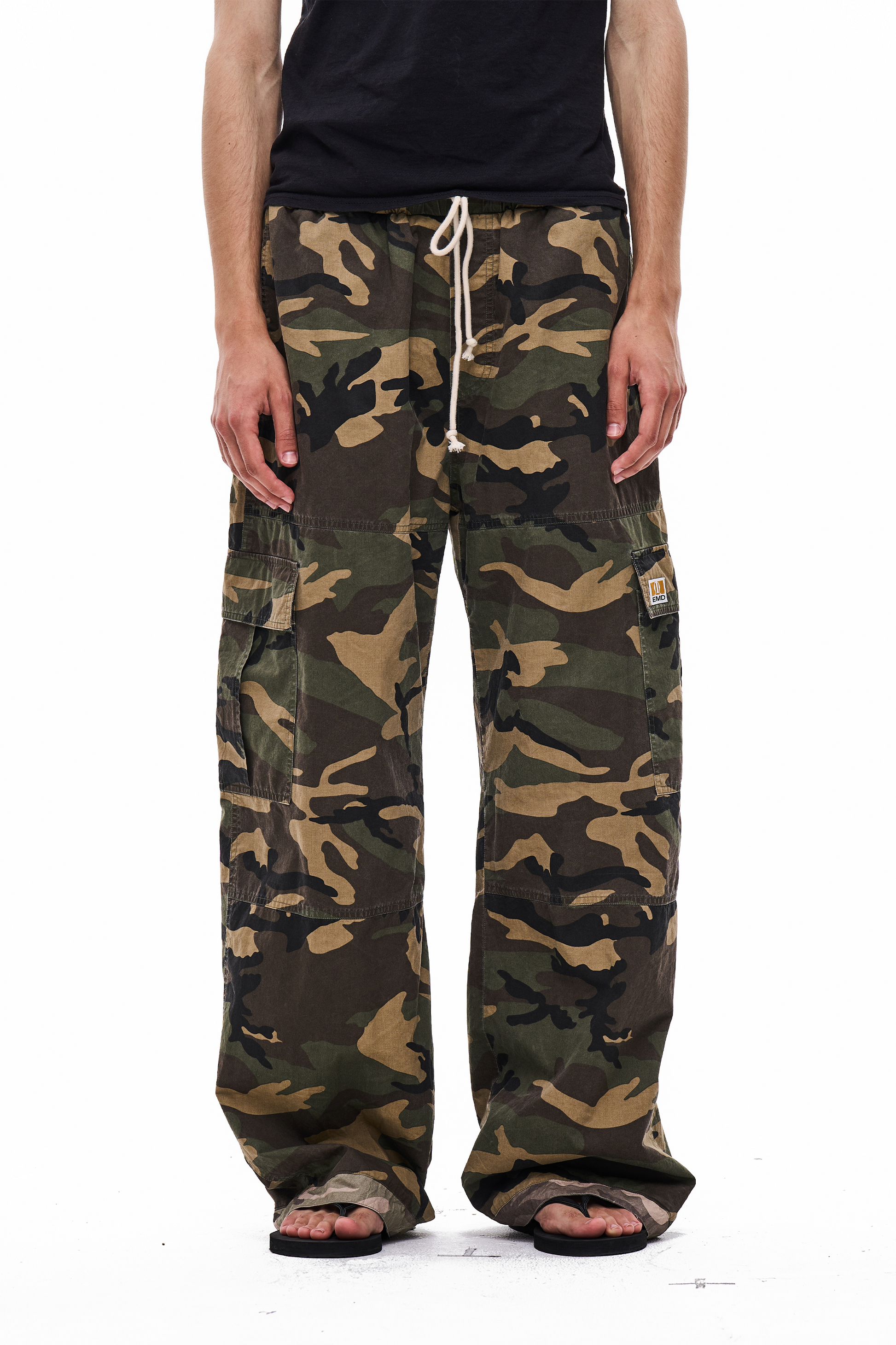 EXITMODE EXITMODE Vintage Washed Reversible Camouflage Distressed Loose-Fit Utility Pants – Unisex