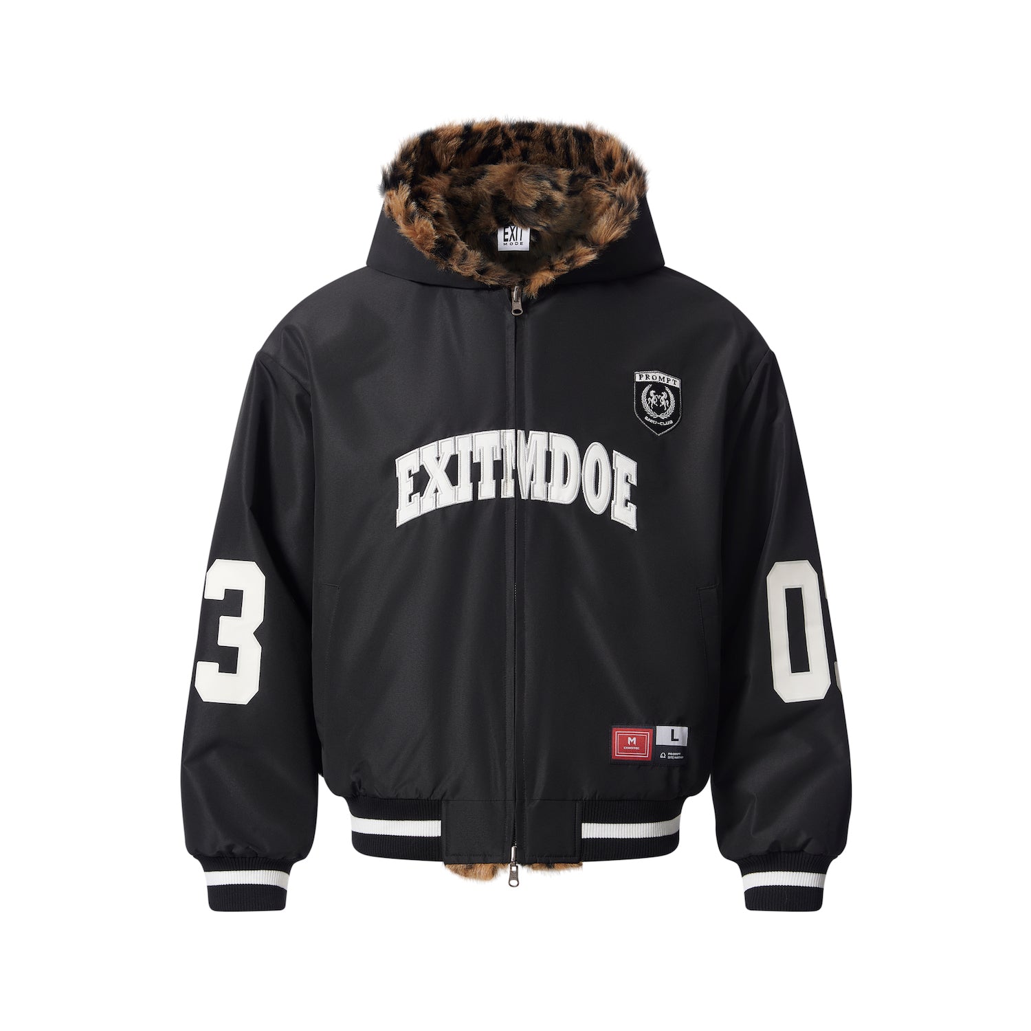 BLIND NO PLAN EXITMODE BY BLINDNOPLAN 25AW Reversible Plush Winter Jacket – Leopard Print Black