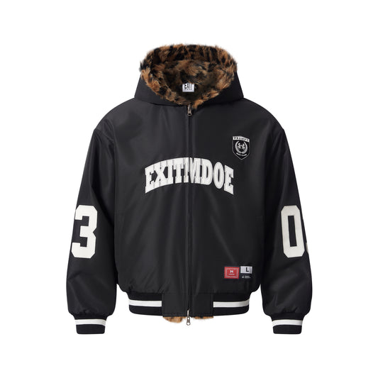 BLIND NO PLAN EXITMODE BY BLINDNOPLAN 25AW Reversible Plush Winter Jacket – Leopard Print Black