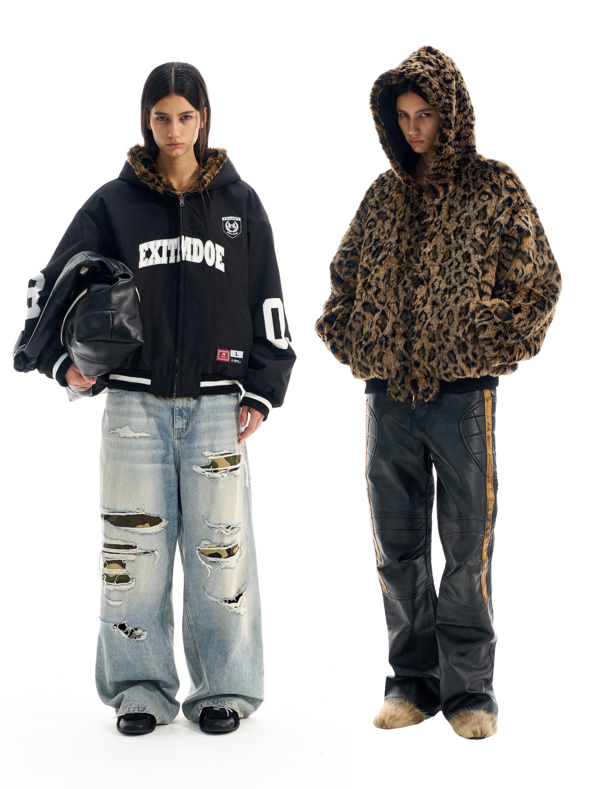 BLIND NO PLAN EXITMODE BY BLINDNOPLAN 25AW Reversible Plush Winter Jacket – Leopard Print