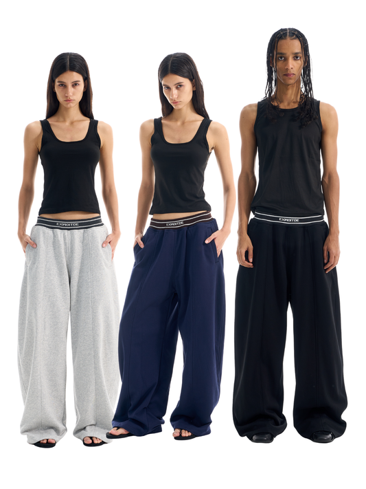BLIND NO PLAN EXITMODE BY BLINDNOPLAN 25AW Colorblock Ribbed Curved Sports Pants – Wide Leg