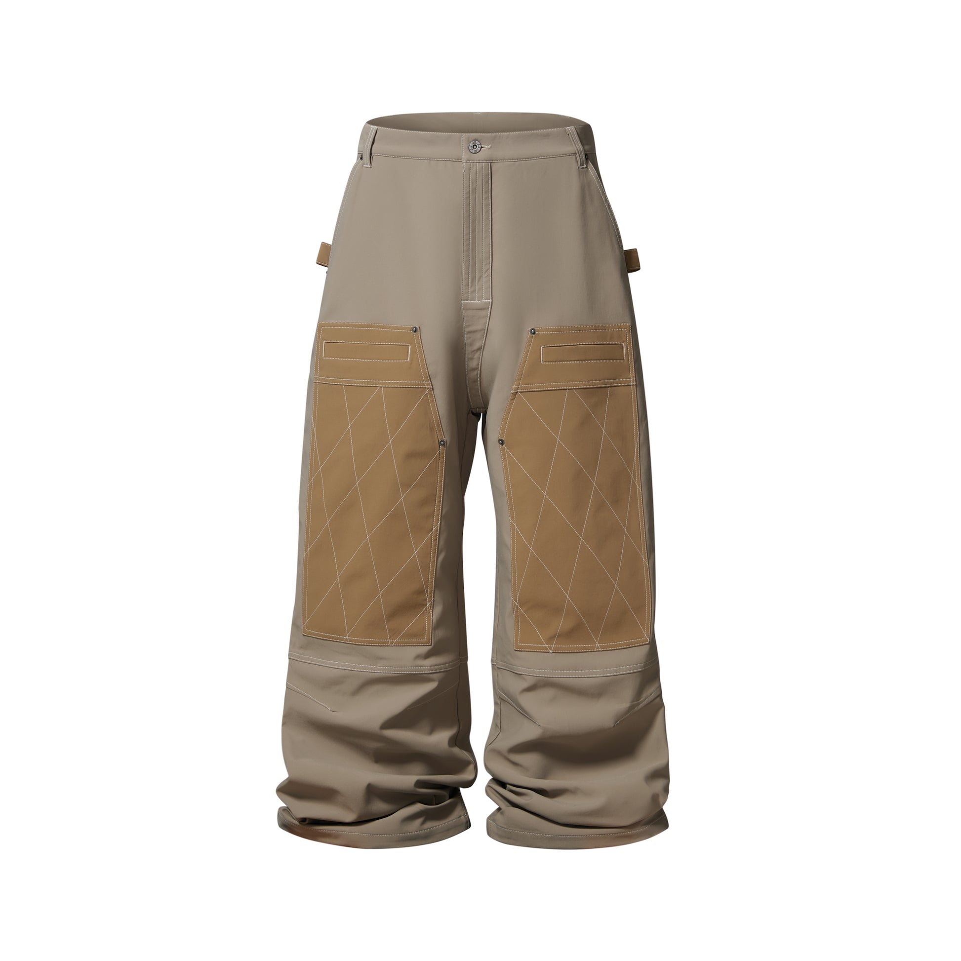 BLIND NO PLAN EXITMODE 26SS Color-Block Quilted Lumber Pants Khaki