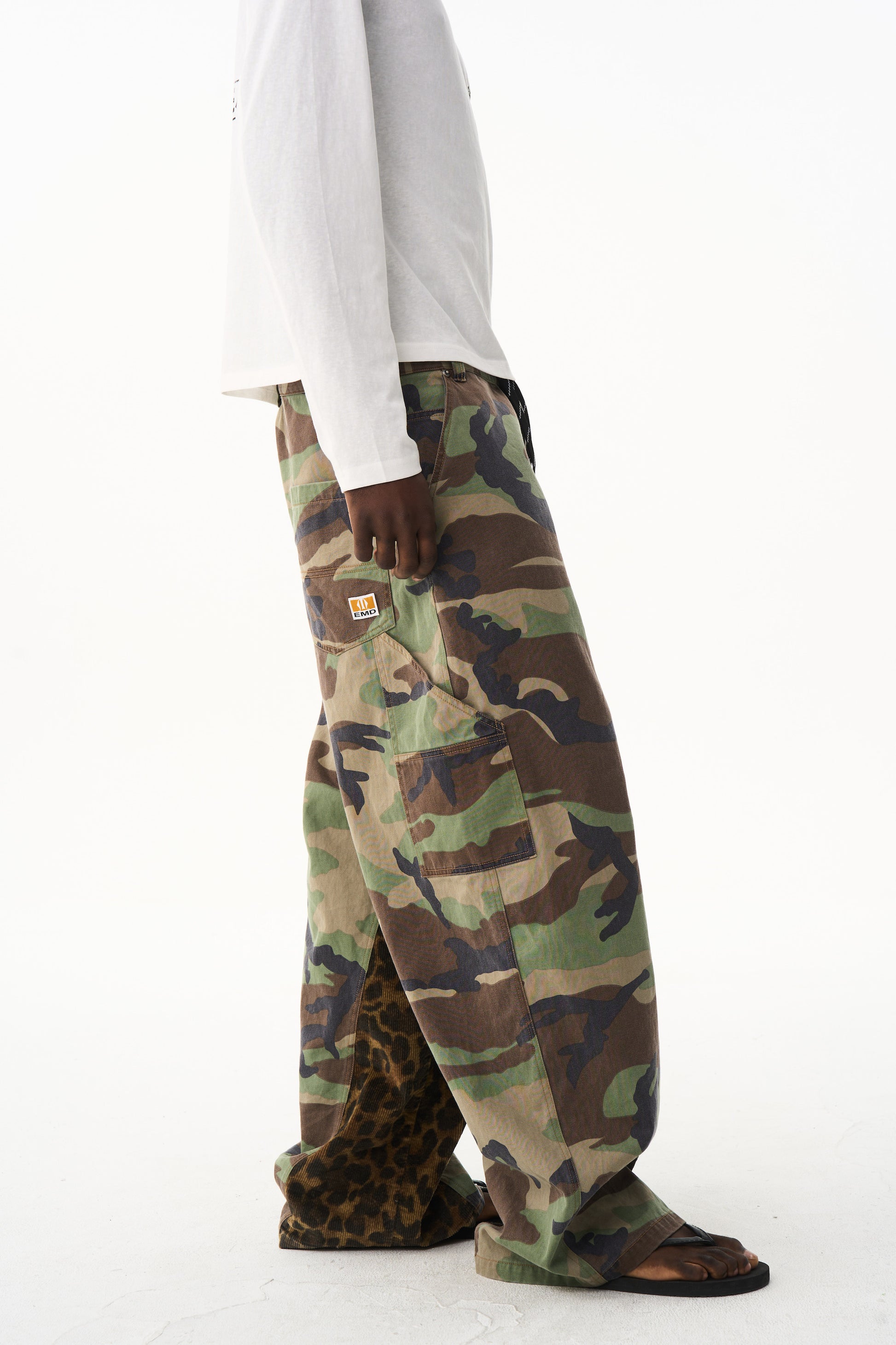BLIND NO PLAN EXITMODE 26SS Baggy Patchwork Camouflage & Leopard Lumberjack Pants