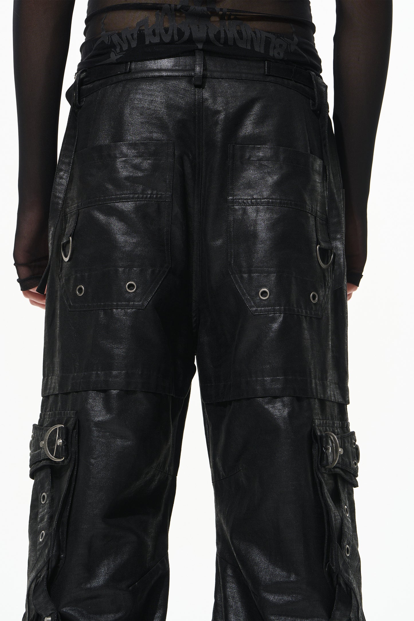 BLINDNOPLAN 24AW high-end series heavy metal decorative ribbon loop loose cargo pants fall