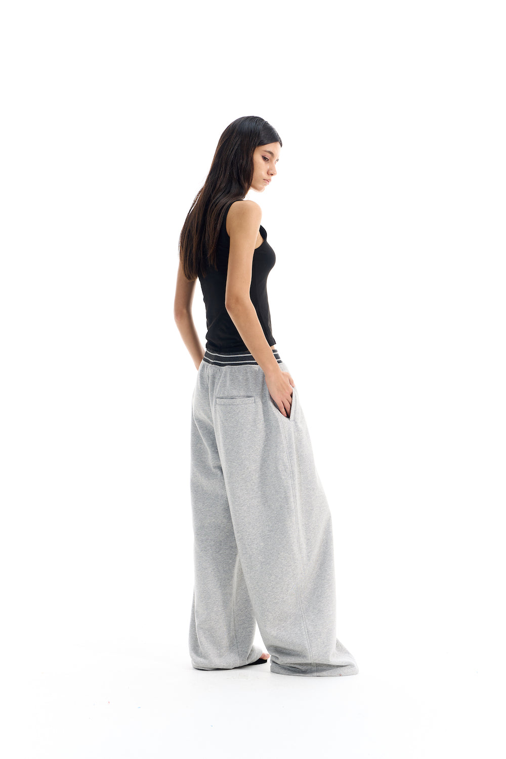 BLIND NO PLAN EXITMODE BY BLINDNOPLAN 25AW Colorblock Ribbed Curved Sports Pants – Wide Leg