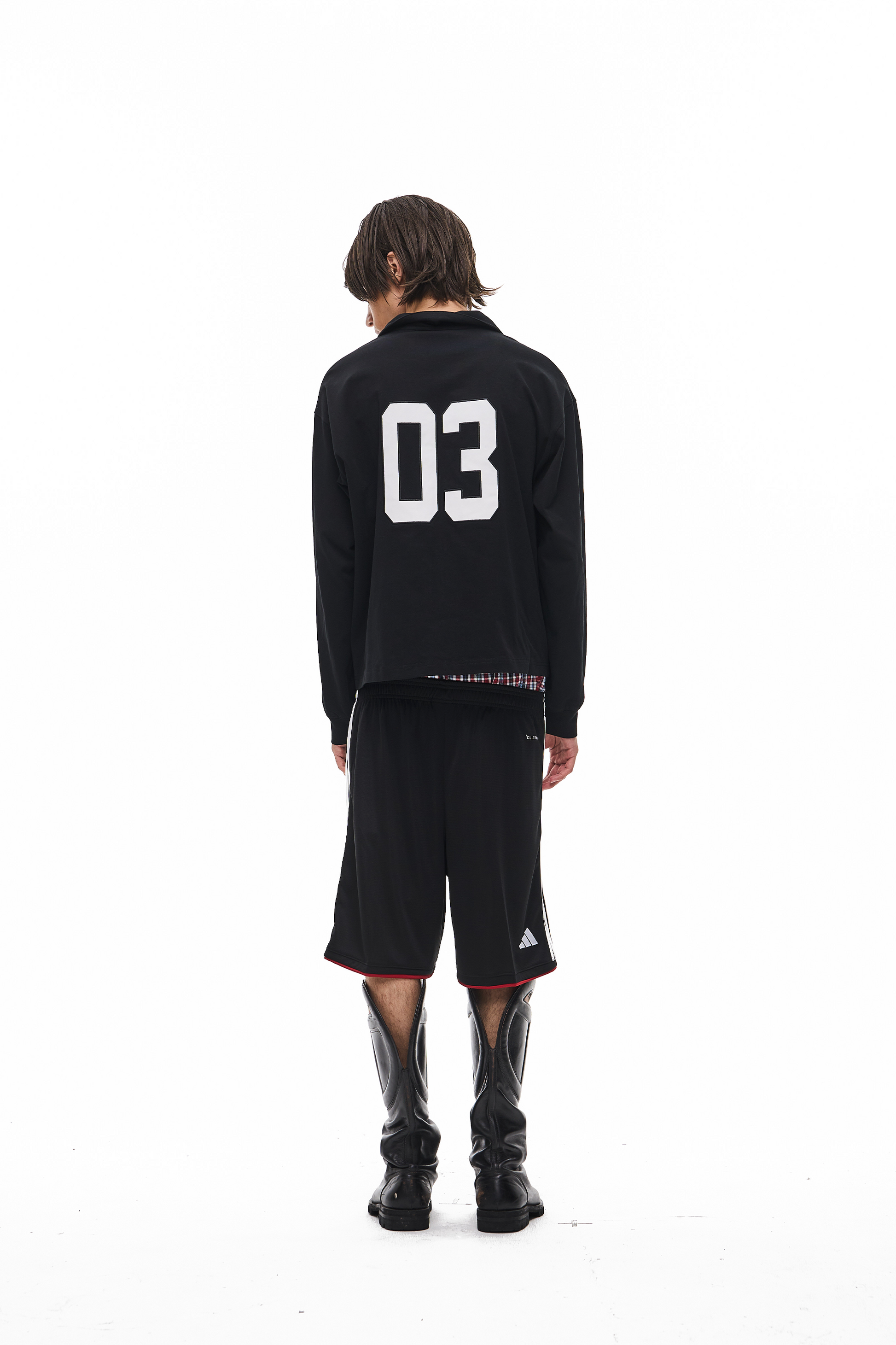 EXITMODE EXITMODE Retro American Sport-Inspired Embroidered Polo Long Sleeve Shirt