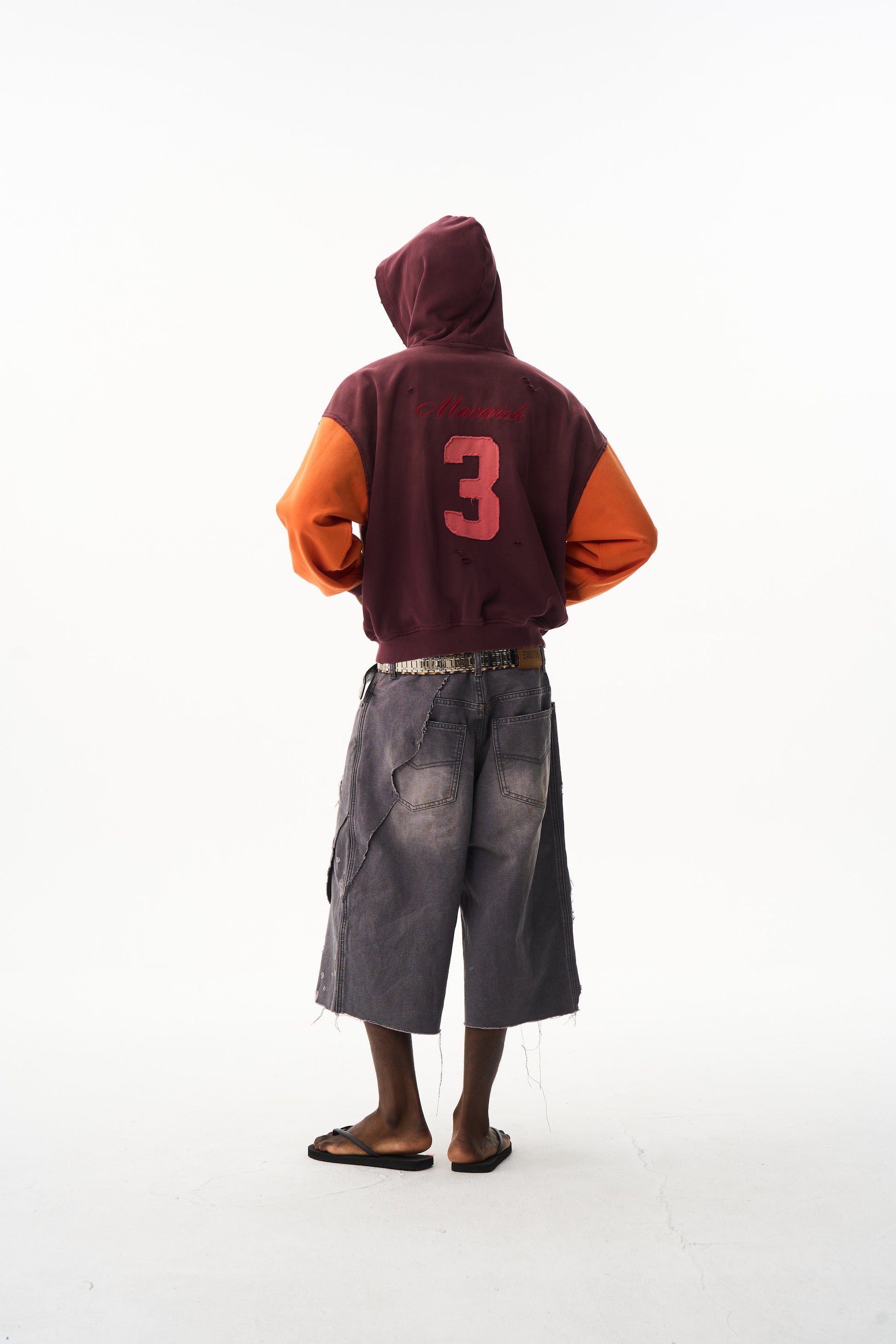 BLIND NO PLAN EXITMODE 26SS Color-Block Washed Cross Horse Hoodie