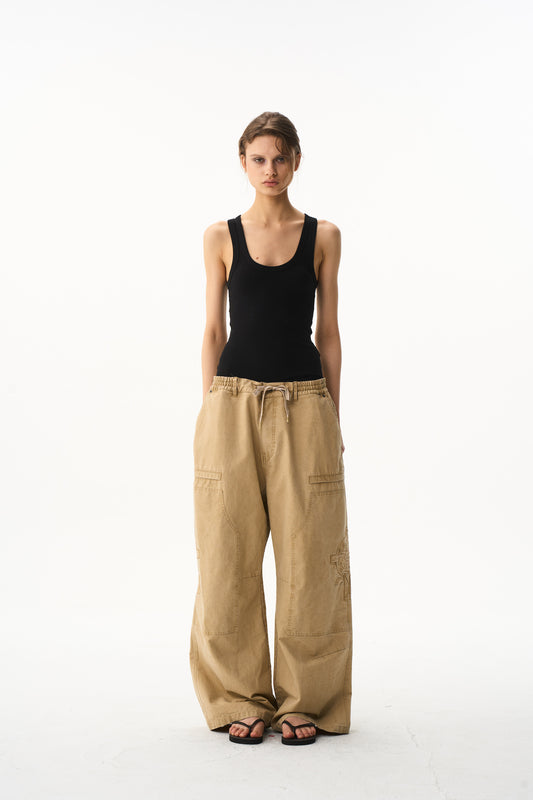 BLIND NO PLAN EXITMODE Battle Horse Embroidered Washed Lumberjack Baggy Pants