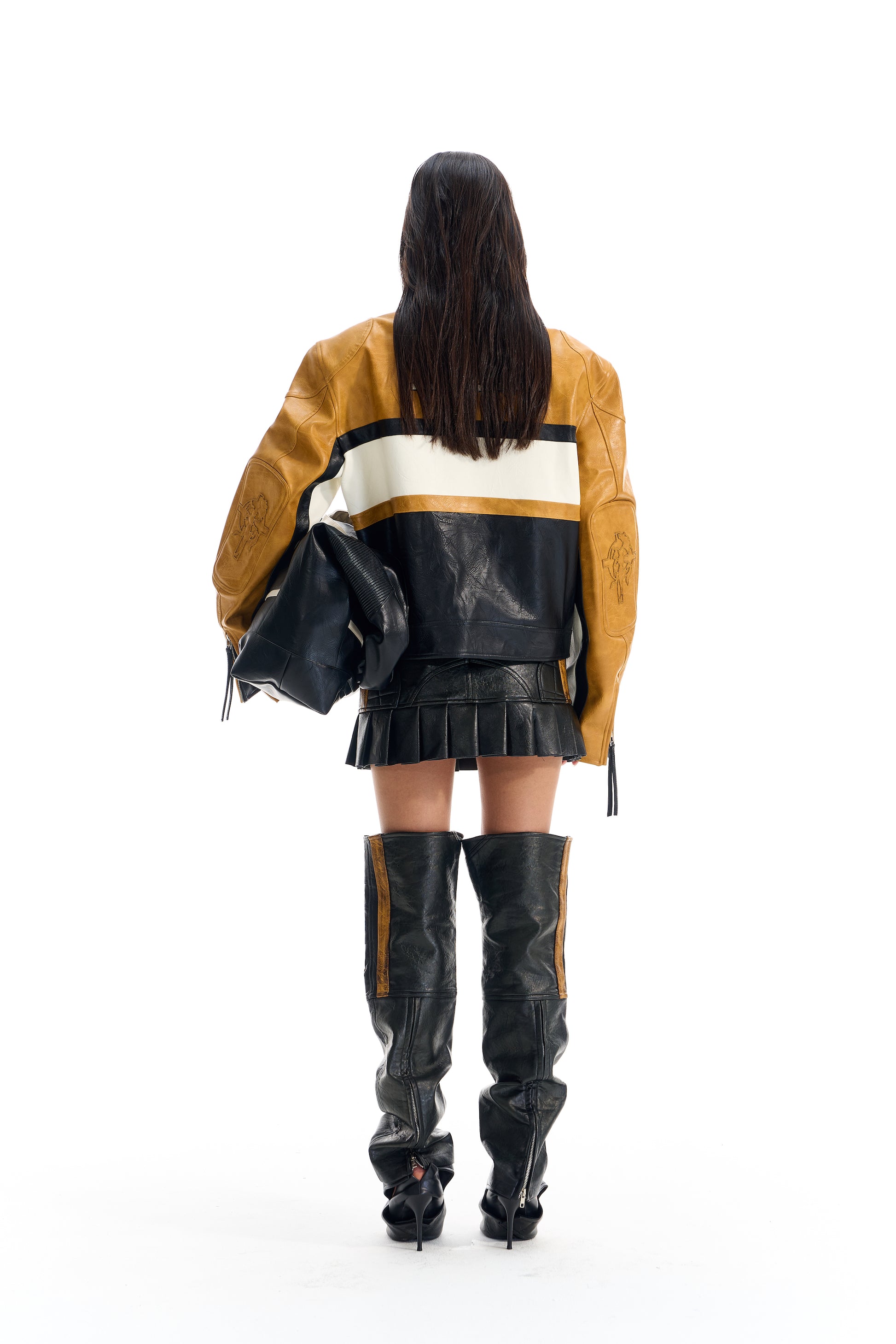 BLIND NO PLAN EXITMODE BY BLINDNOPLAN 25AW Colorblock Short Leather Sports Jacket