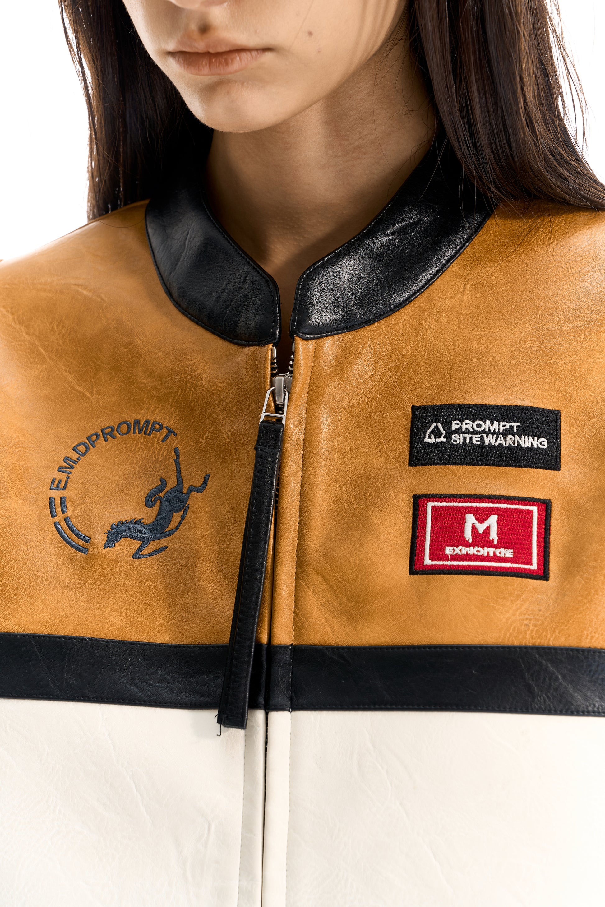 BLIND NO PLAN EXITMODE BY BLINDNOPLAN 25AW Colorblock Short Leather Sports Jacket