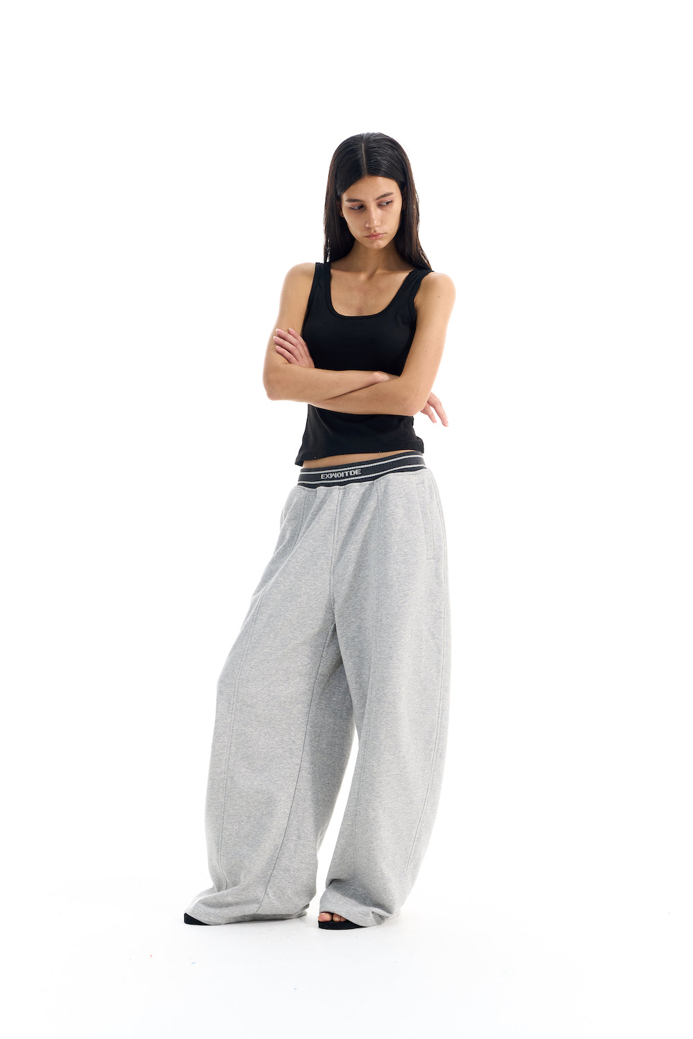 BLIND NO PLAN EXITMODE BY BLINDNOPLAN 25AW Colorblock Ribbed Curved Sports Pants – Wide Leg